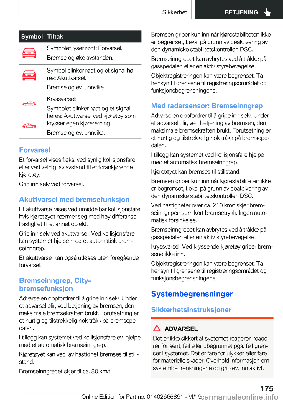 BMW X4 M 2020  InstruksjonsbØker (in Norwegian) �S�y�m�b�o�l�T�i�l�t�a�k�S�y�m�b�o�l�e�t��l�y�s�e�r��r�