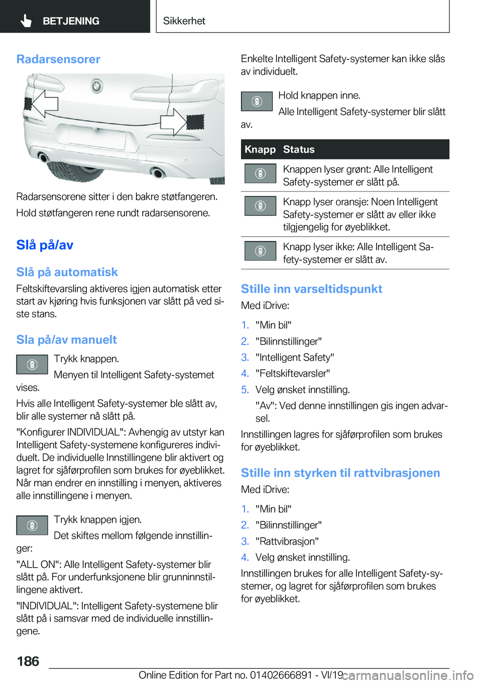 BMW X4 M 2020  InstruksjonsbØker (in Norwegian) �R�a�d�a�r�s�e�n�s�o�r�e�r
�R�a�d�a�r�s�e�n�s�o�r�e�n�e��s�i�t�t�e�r��i��d�e�n��b�a�k�r�e��s�t�