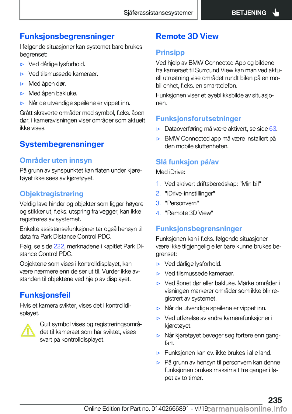 BMW X4 M 2020  InstruksjonsbØker (in Norwegian) �F�u�n�k�s�j�o�n�s�b�e�g�r�e�n�s�n�i�n�g�e�r�I��f�
