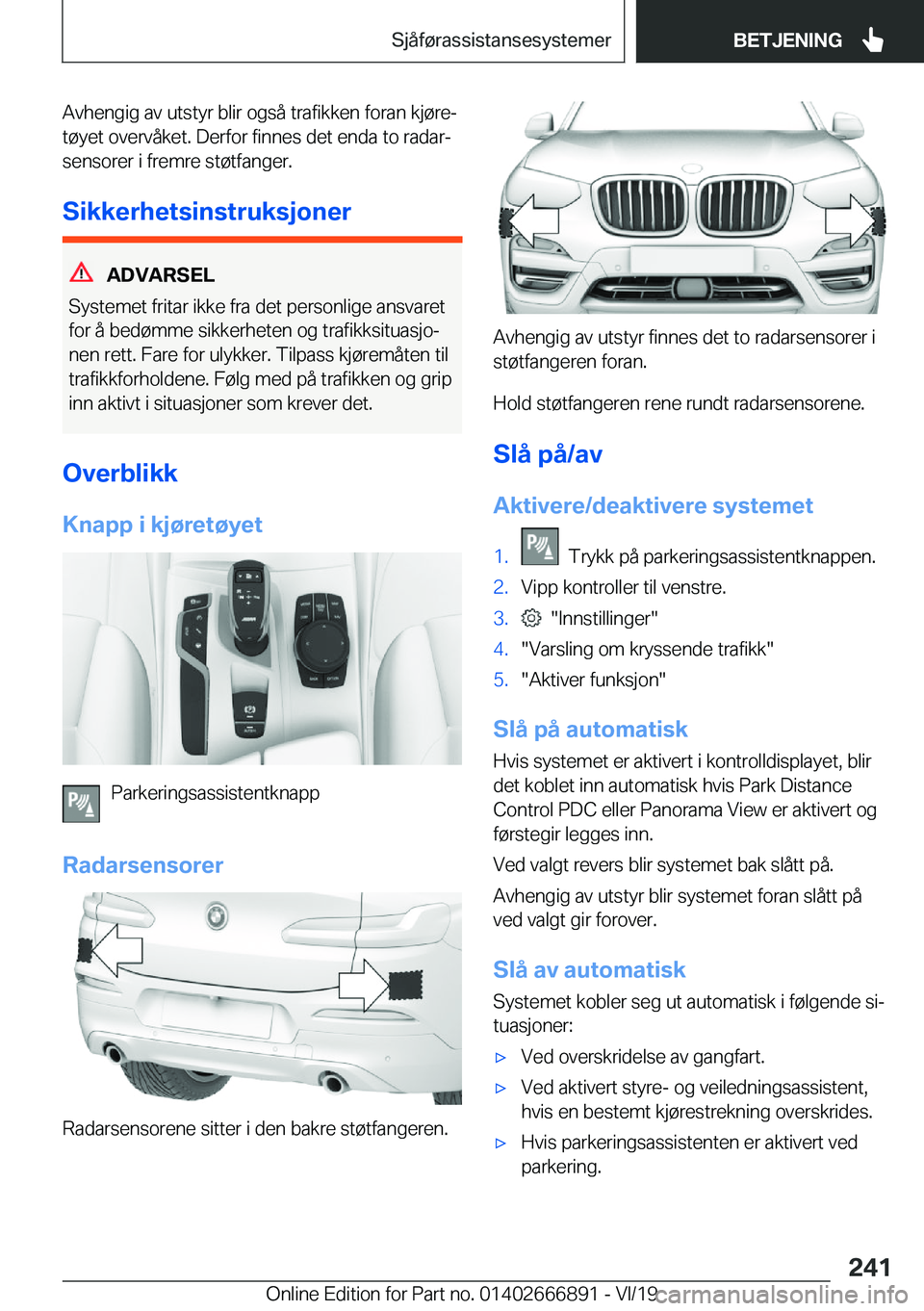 BMW X4 M 2020  InstruksjonsbØker (in Norwegian) �A�v�h�e�n�g�i�g��a�v��u�t�s�t�y�r��b�l�i�r��o�g�s�å��t�r�a�f�i�k�k�e�n��f�o�r�a�n��k�j�