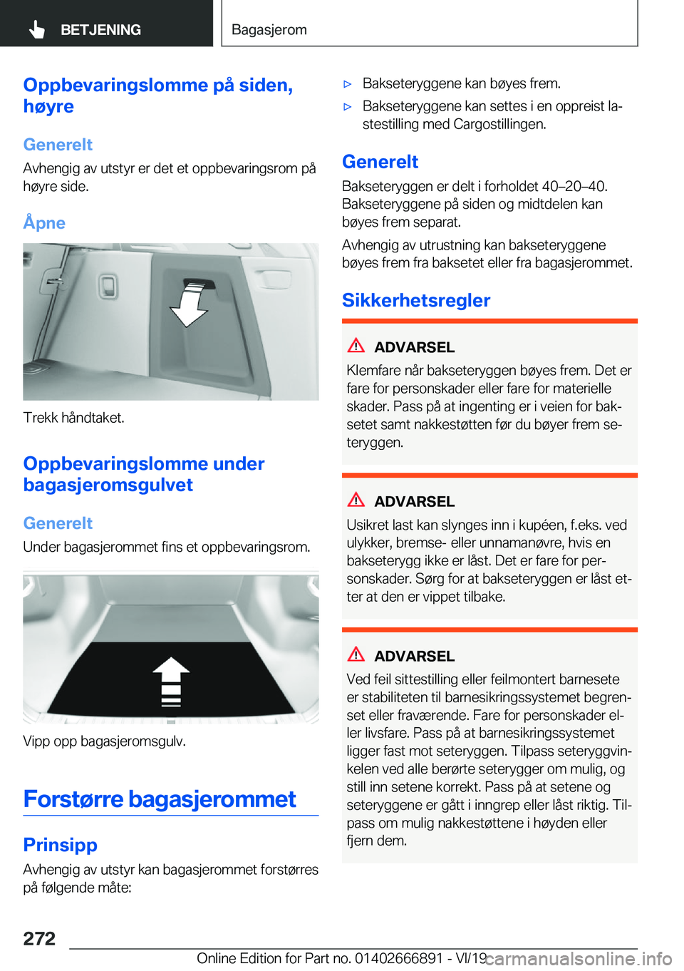 BMW X4 M 2020  InstruksjonsbØker (in Norwegian) �O�p�p�b�e�v�a�r�i�n�g�s�l�o�m�m�e��p�å��s�i�d�e�n�,
�h�
