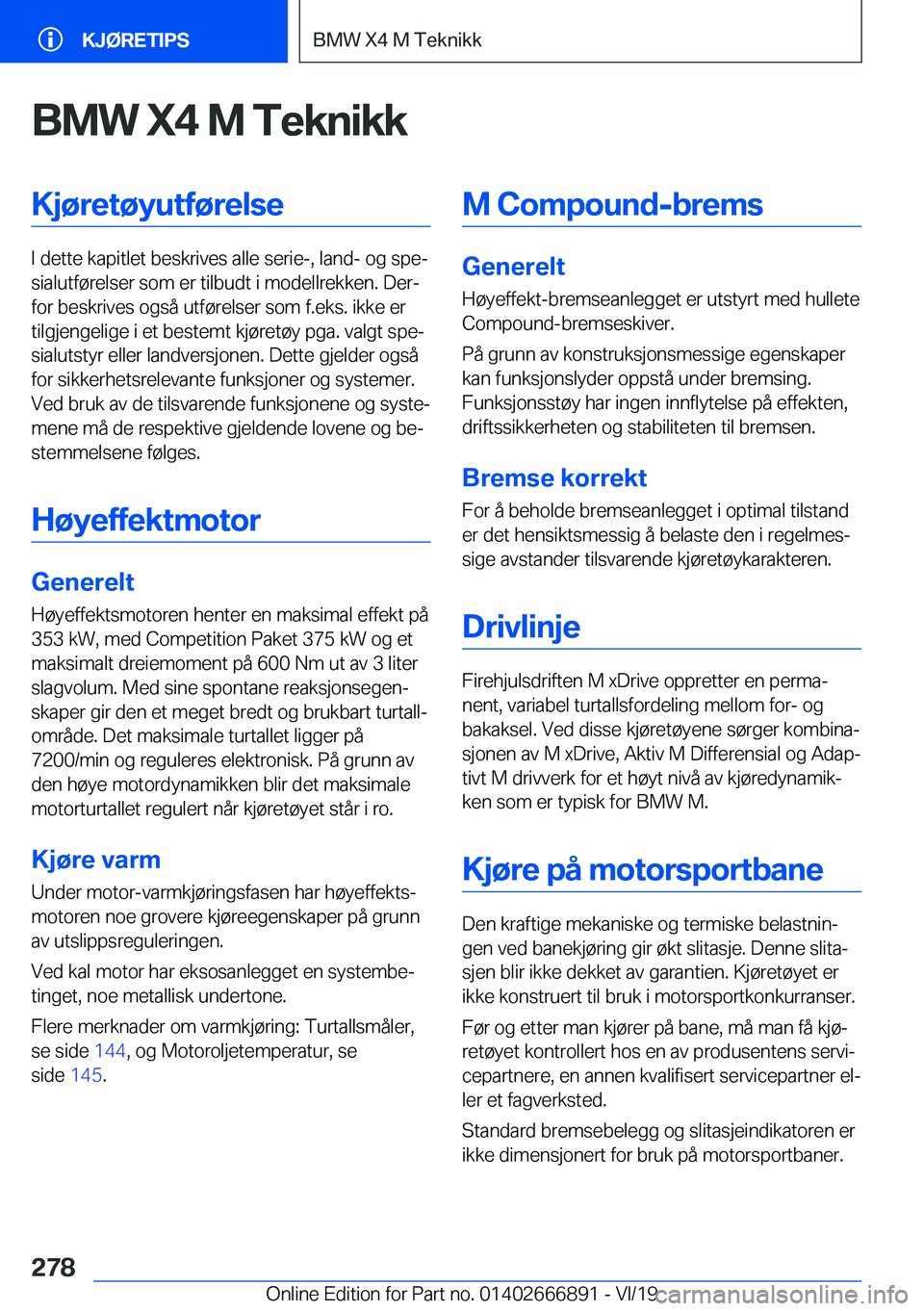 BMW X4 M 2020  InstruksjonsbØker (in Norwegian) �B�M�W��X�4��M��T�e�k�n�i�k�k�K�j�