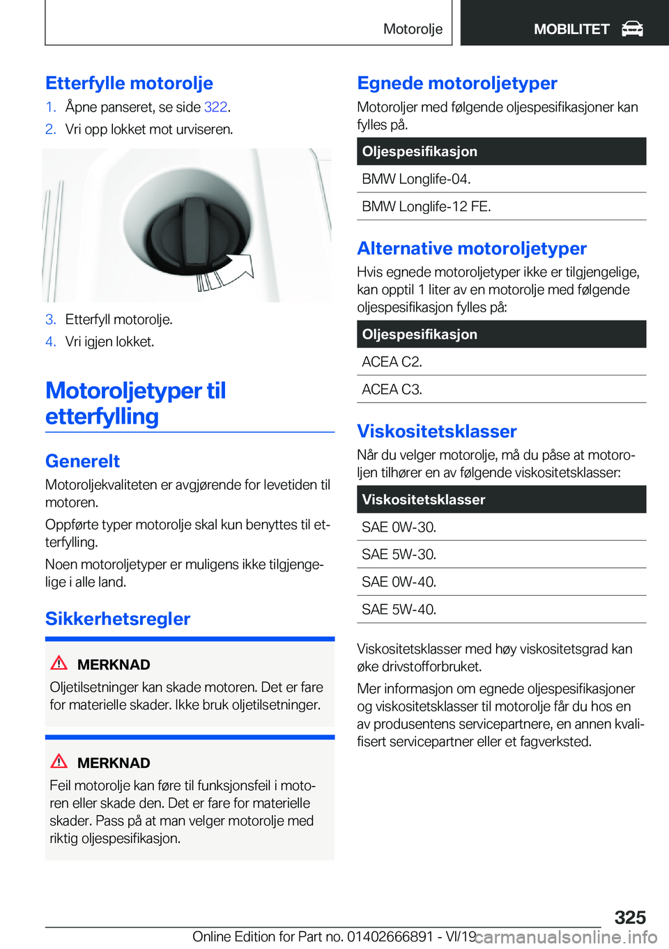 BMW X4 M 2020  InstruksjonsbØker (in Norwegian) �E�t�t�e�r�f�y�l�l�e��m�o�t�o�r�o�l�j�e�1�.�