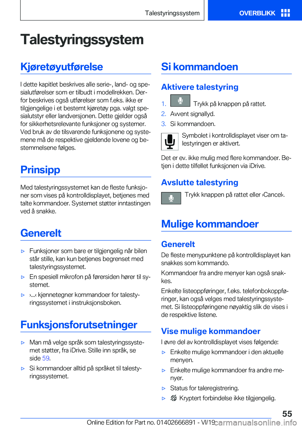 BMW X4 M 2020  InstruksjonsbØker (in Norwegian) �T�a�l�e�s�t�y�r�i�n�g�s�s�y�s�t�e�m�K�j�