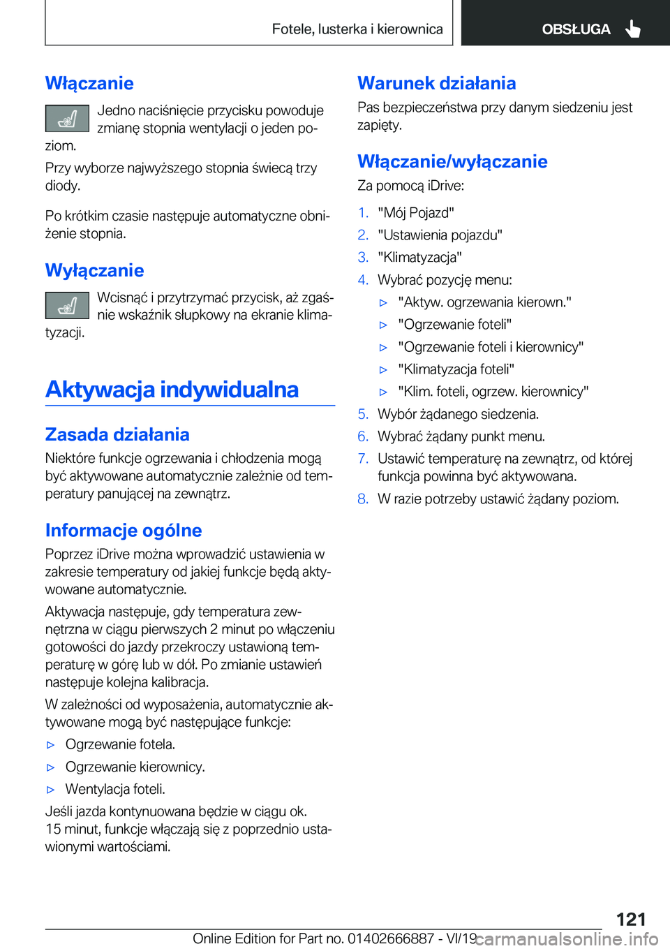 BMW X4 M 2020  Instrukcja obsługi (in Polish) �W�ł�ą�c�z�a�n�i�e�J�e�d�n�o��n�a�c�i�n�i�