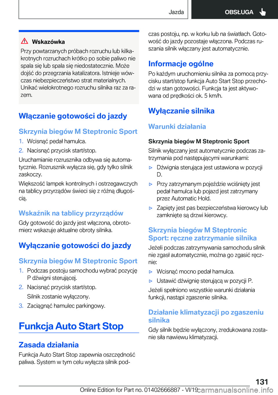 BMW X4 M 2020  Instrukcja obsługi (in Polish) �W�s�k�a�z�