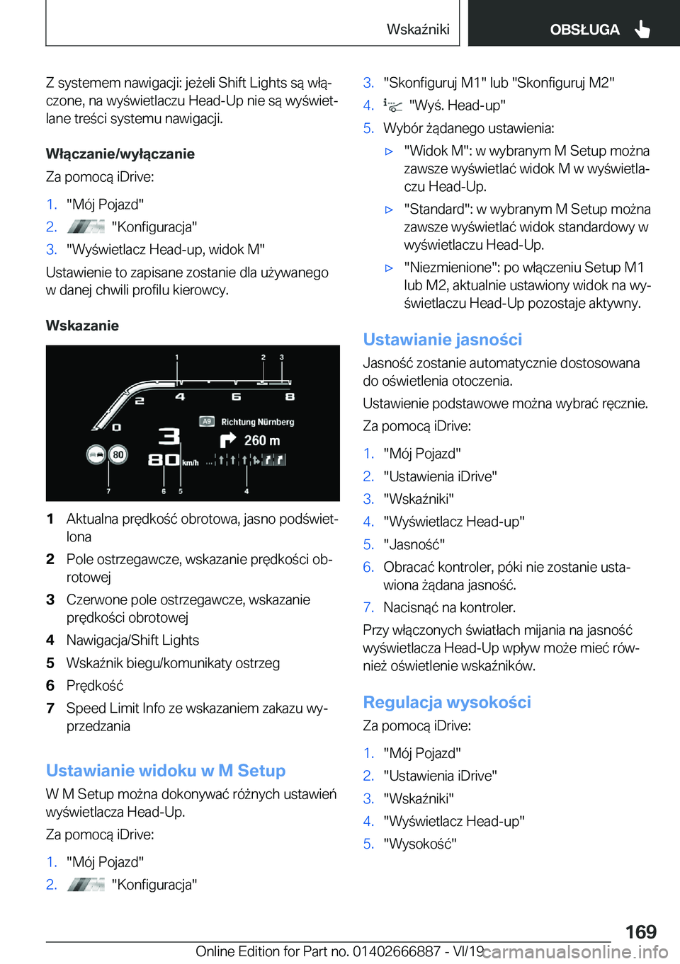 BMW X4 M 2020  Instrukcja obsługi (in Polish) �Z��s�y�s�t�e�m�e�m��n�a�w�i�g�a�c�j�i�:��j�e9�e�l�i��S�h�i�f�t��L�i�g�h�t�s��s�