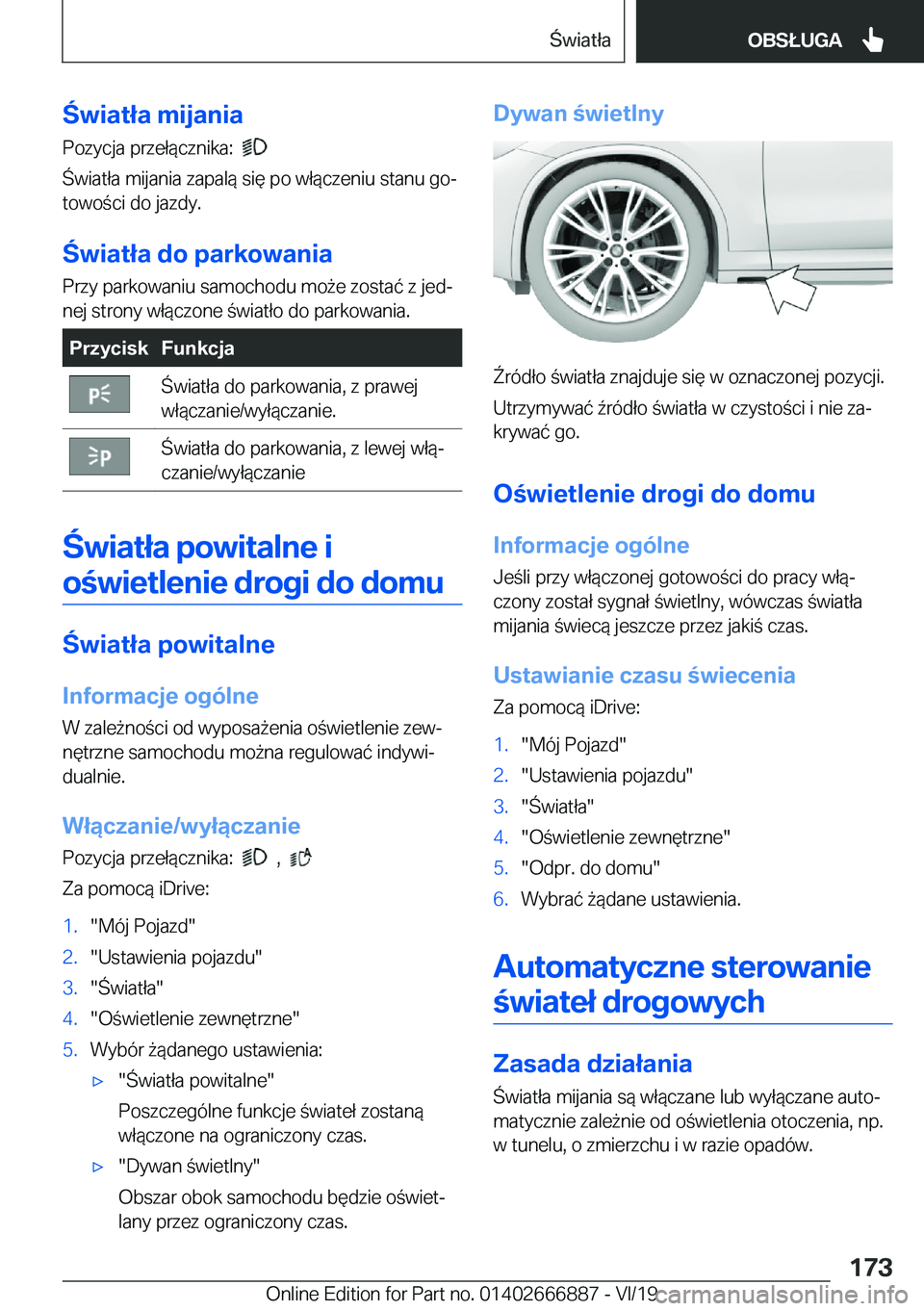 BMW X4 M 2020  Instrukcja obsługi (in Polish) �w�i�a�t�ł�a��m�i�j�a�n�i�a�P�o�z�y�c�j�a��p�r�z�e�ł�