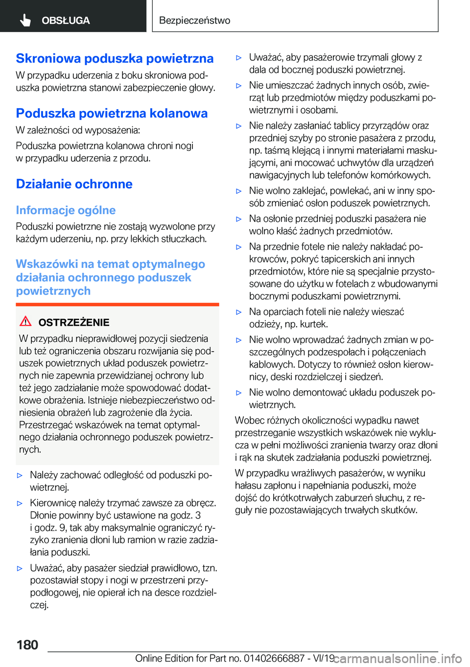 BMW X4 M 2020  Instrukcja obsługi (in Polish) �S�k�r�o�n�i�o�w�a��p�o�d�u�s�z�k�a��p�o�w�i�e�t�r�z�n�a
�W��p�r�z�y�p�a�d�k�u��u�d�e�r�z�e�n�i�a��z��b�o�k�u��s�k�r�o�n�i�o�w�a��p�o�dj
�u�s�z�k�a��p�o�w�i�e�t�r�z�n�a��s�t�a�n�o�w�i��z�a