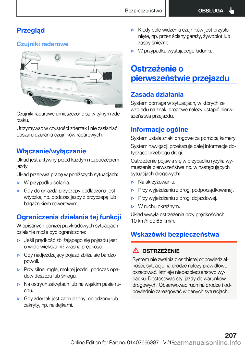 BMW X4 M 2020  Instrukcja obsługi (in Polish) �P�r�z�e�g�l�ą�d�C�z�u�j�n�i�k�i��r�a�d�a�r�o�w�e
�C�z�u�j�n�i�k�i��r�a�d�a�r�o�w�e��u�m�i�e�s�z�c�z�o�n�e��s�
