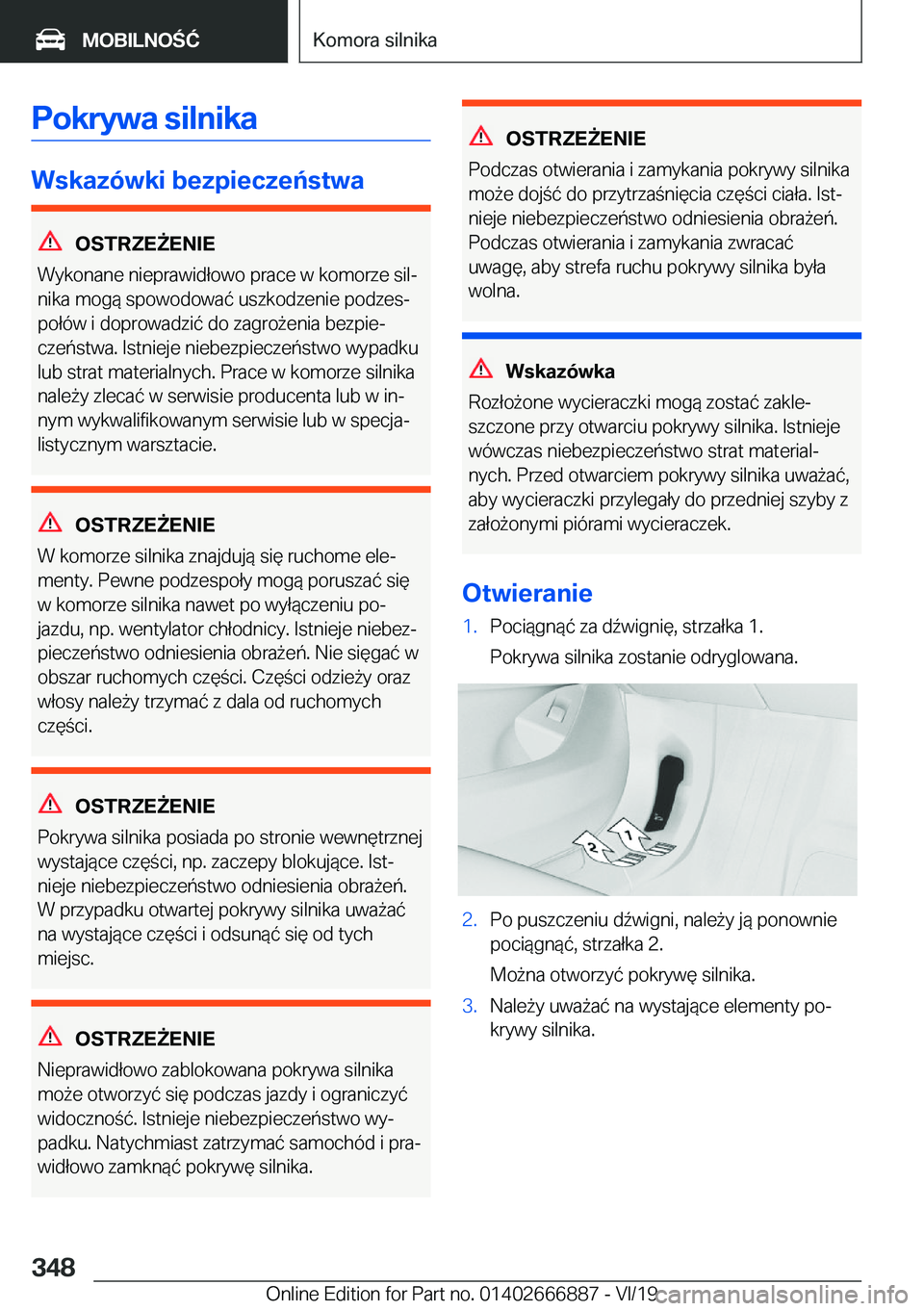 BMW X4 M 2020  Instrukcja obsługi (in Polish) �P�o�k�r�y�w�a��s�i�l�n�i�k�a
�W�s�k�a�z�