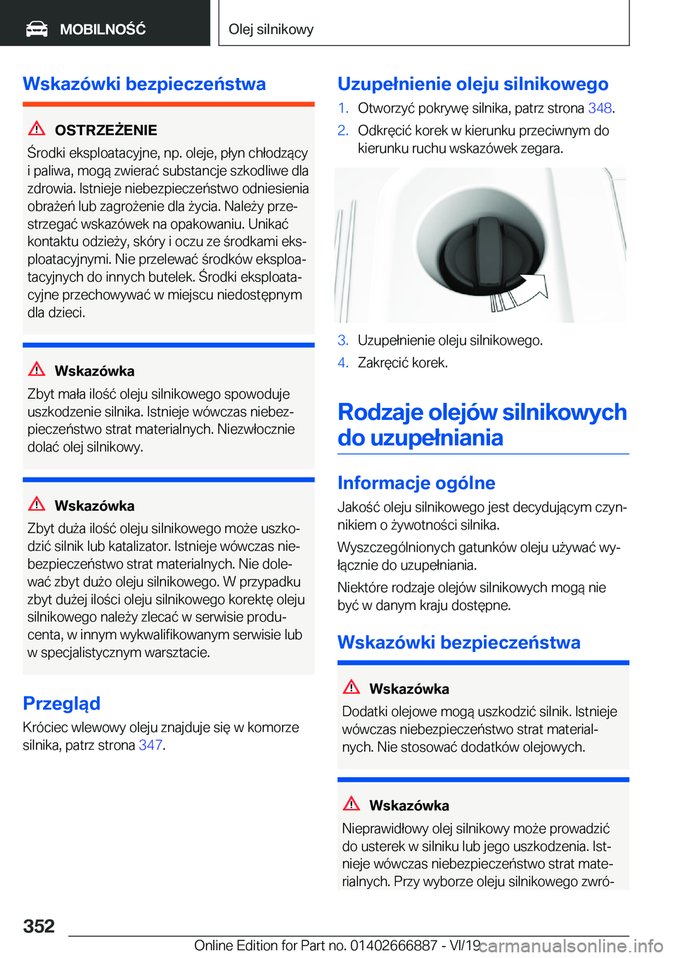 BMW X4 M 2020  Instrukcja obsługi (in Polish) �W�s�k�a�z�