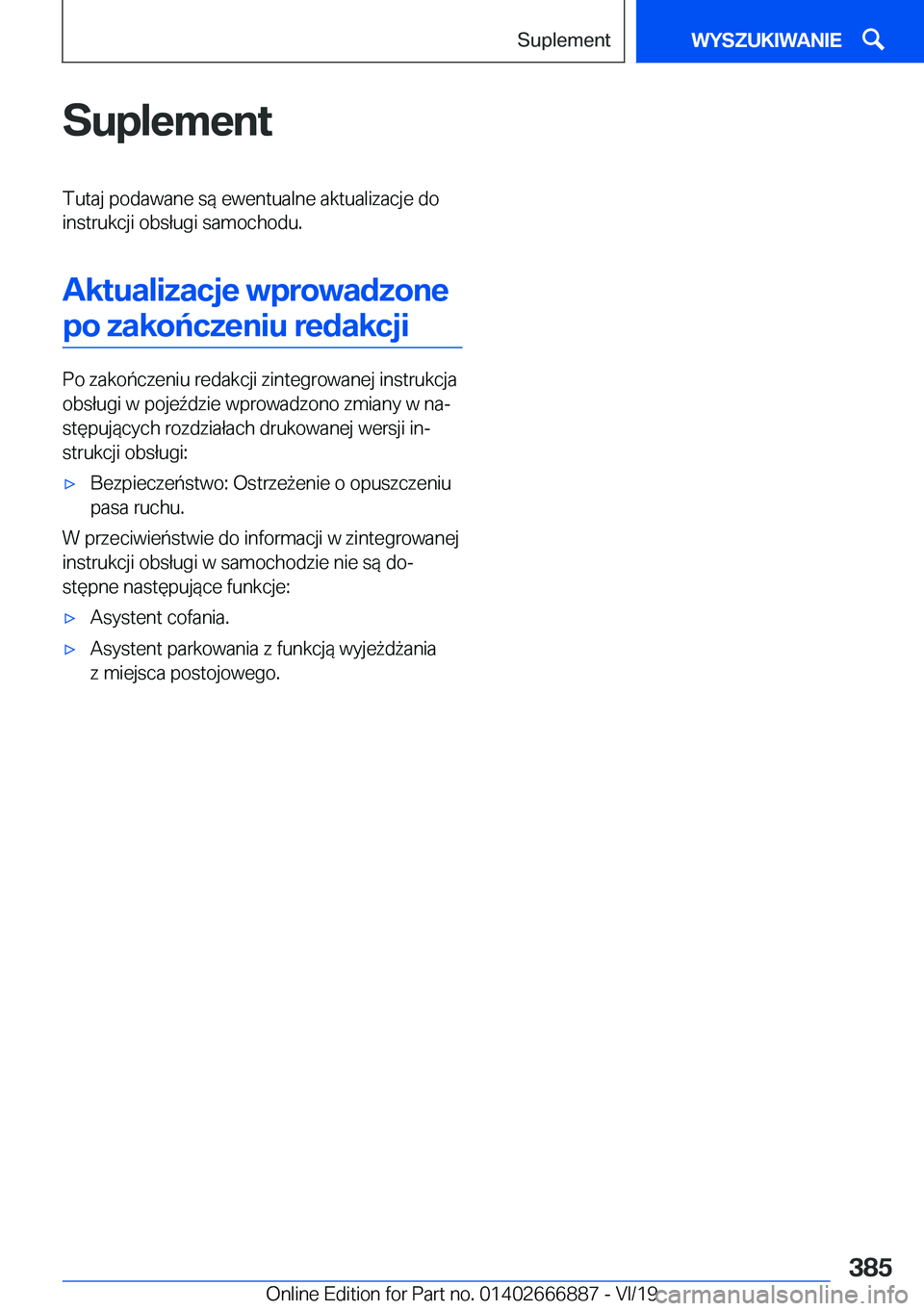 BMW X4 M 2020  Instrukcja obsługi (in Polish) �S�u�p�l�e�m�e�n�t�T�u�t�a�j��p�o�d�a�w�a�n�e��s�