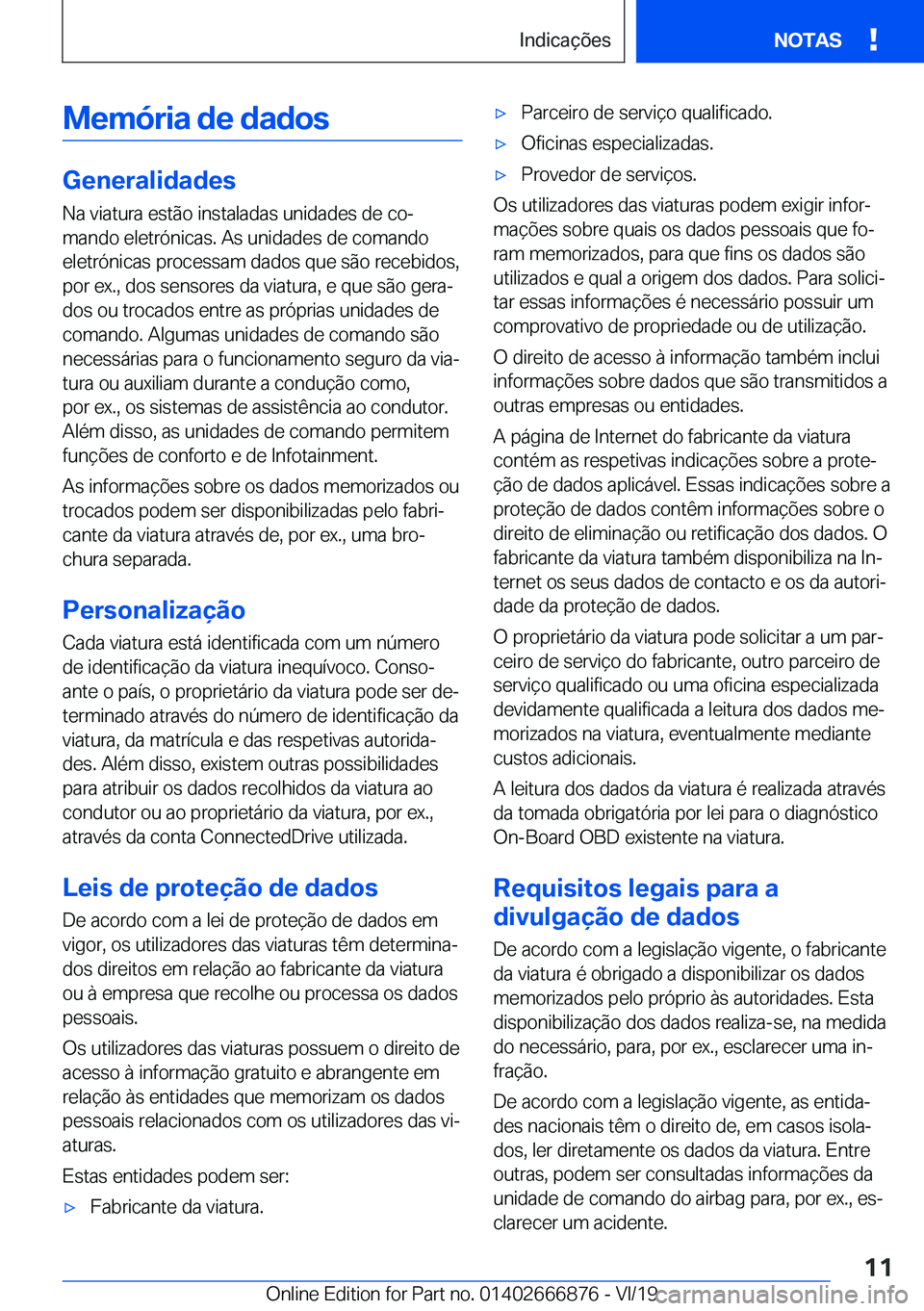 BMW X4 M 2020  Manual do condutor (in Portuguese) �M�e�m�