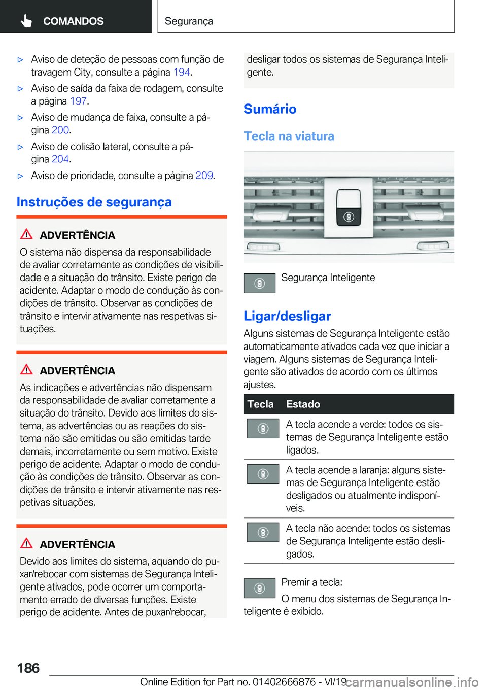 BMW X4 M 2020  Manual do condutor (in Portuguese) 'x�A�v�i�s�o��d�e��d�e�t�e�