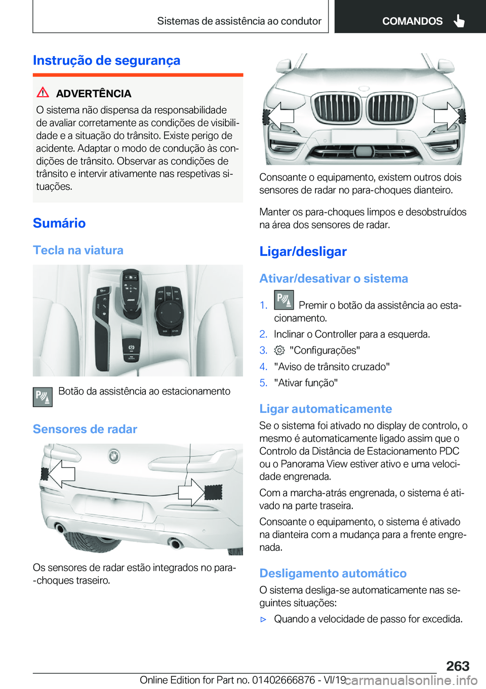 BMW X4 M 2020  Manual do condutor (in Portuguese) �I�n�s�t�r�u�
