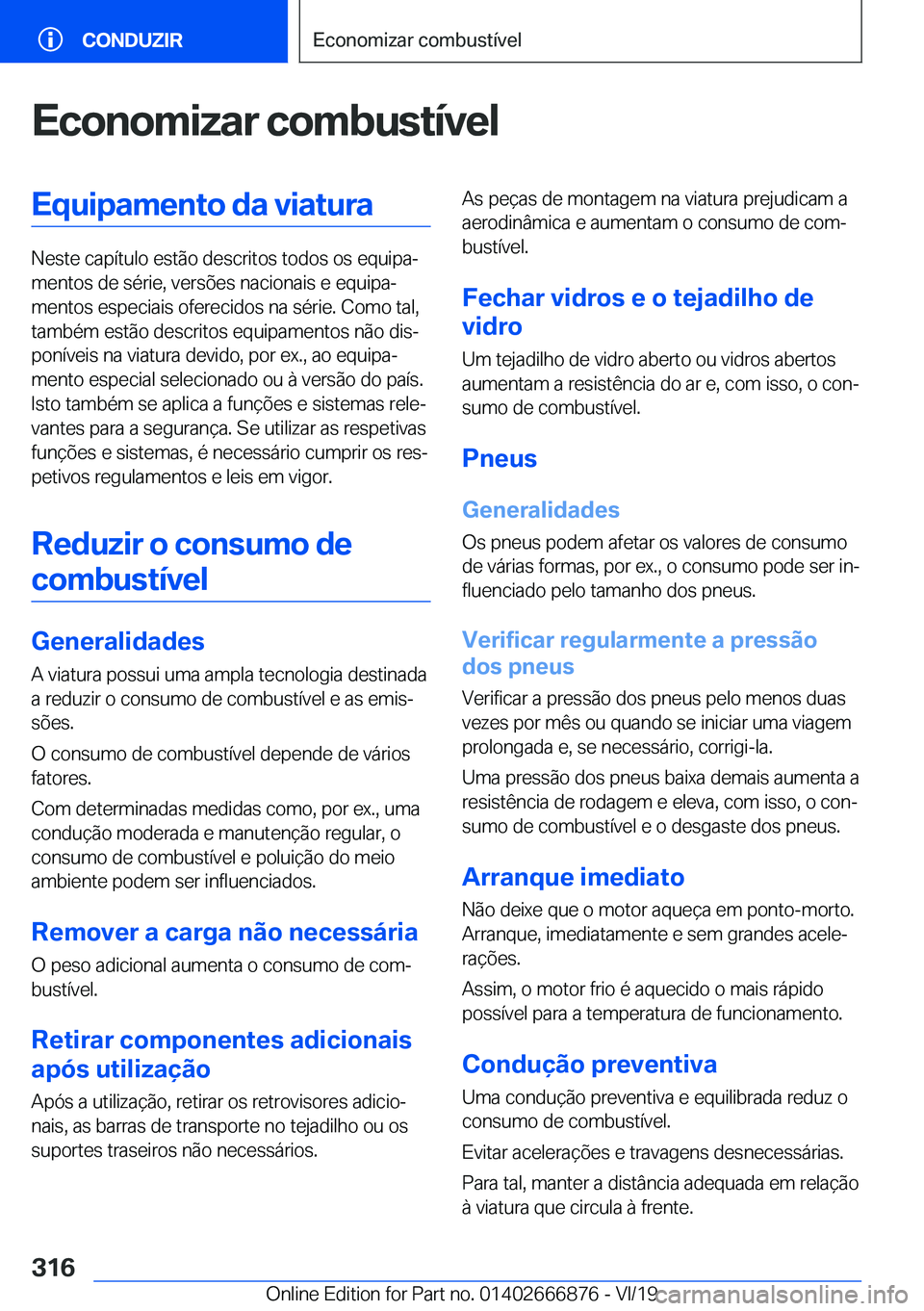 BMW X4 M 2020  Manual do condutor (in Portuguese) �E�c�o�n�o�m�i�z�a�r��c�o�m�b�u�s�t�