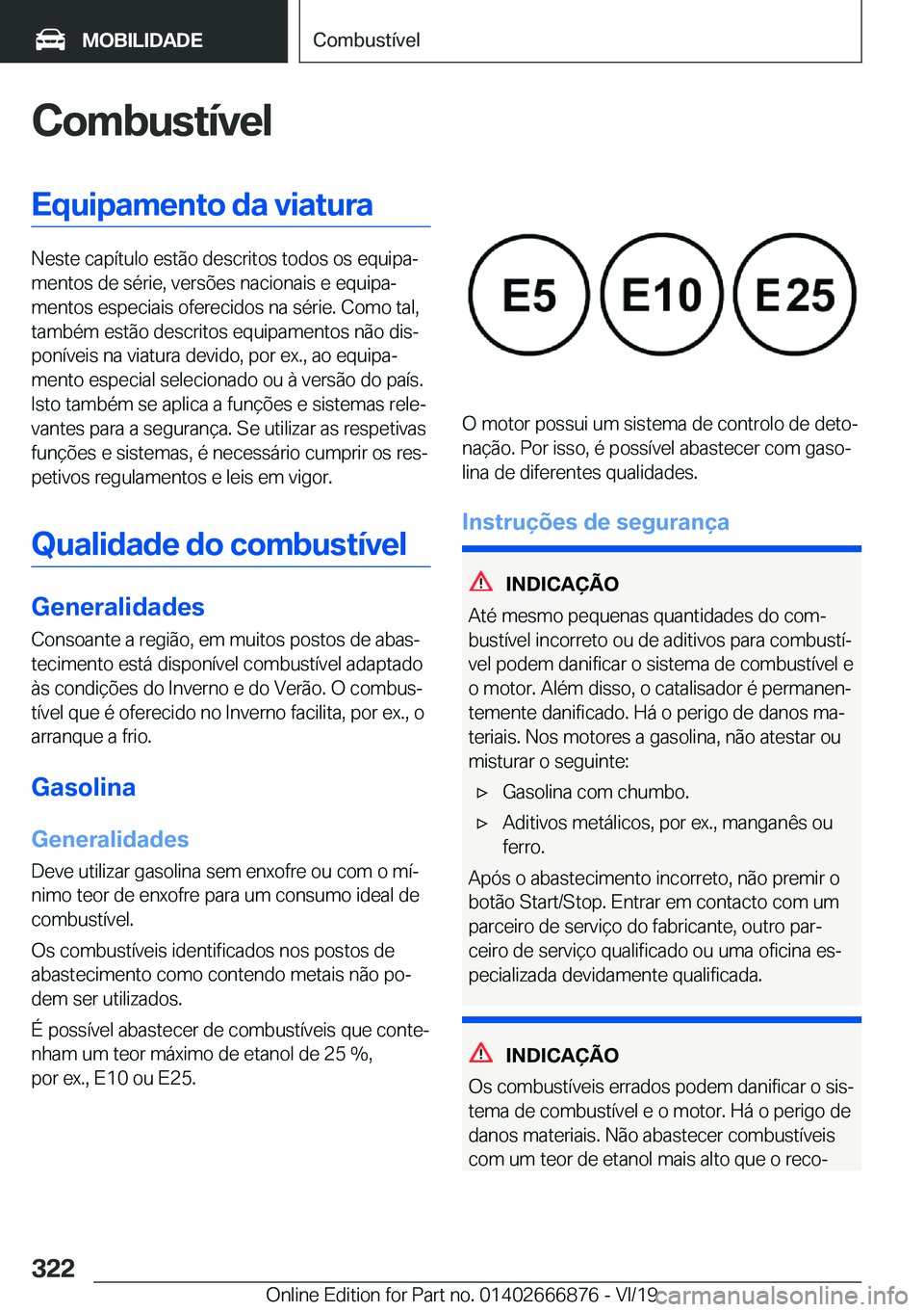 BMW X4 M 2020  Manual do condutor (in Portuguese) �C�o�m�b�u�s�t�