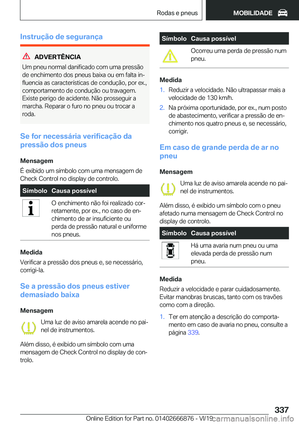 BMW X4 M 2020  Manual do condutor (in Portuguese) �I�n�s�t�r�u�