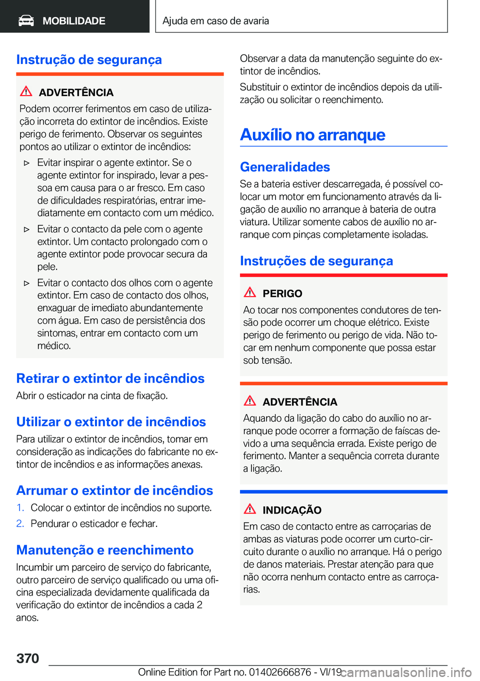 BMW X4 M 2020  Manual do condutor (in Portuguese) �I�n�s�t�r�u�