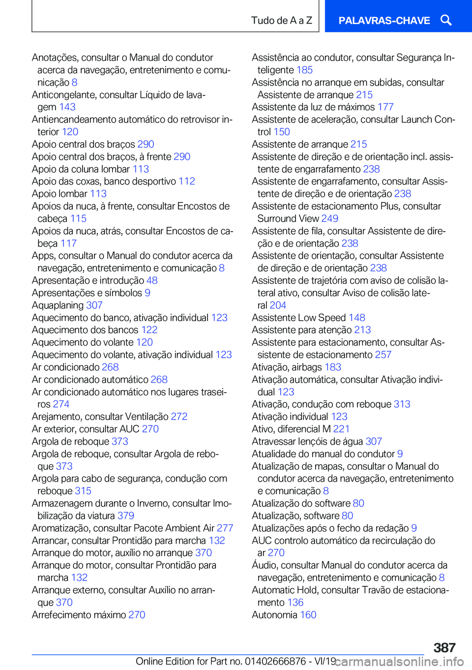 BMW X4 M 2020  Manual do condutor (in Portuguese) �A�n�o�t�a�
