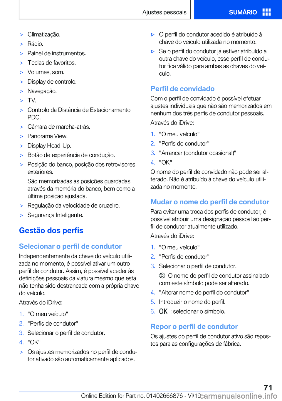 BMW X4 M 2020  Manual do condutor (in Portuguese) 'x�C�l�i�m�a�t�i�z�a�