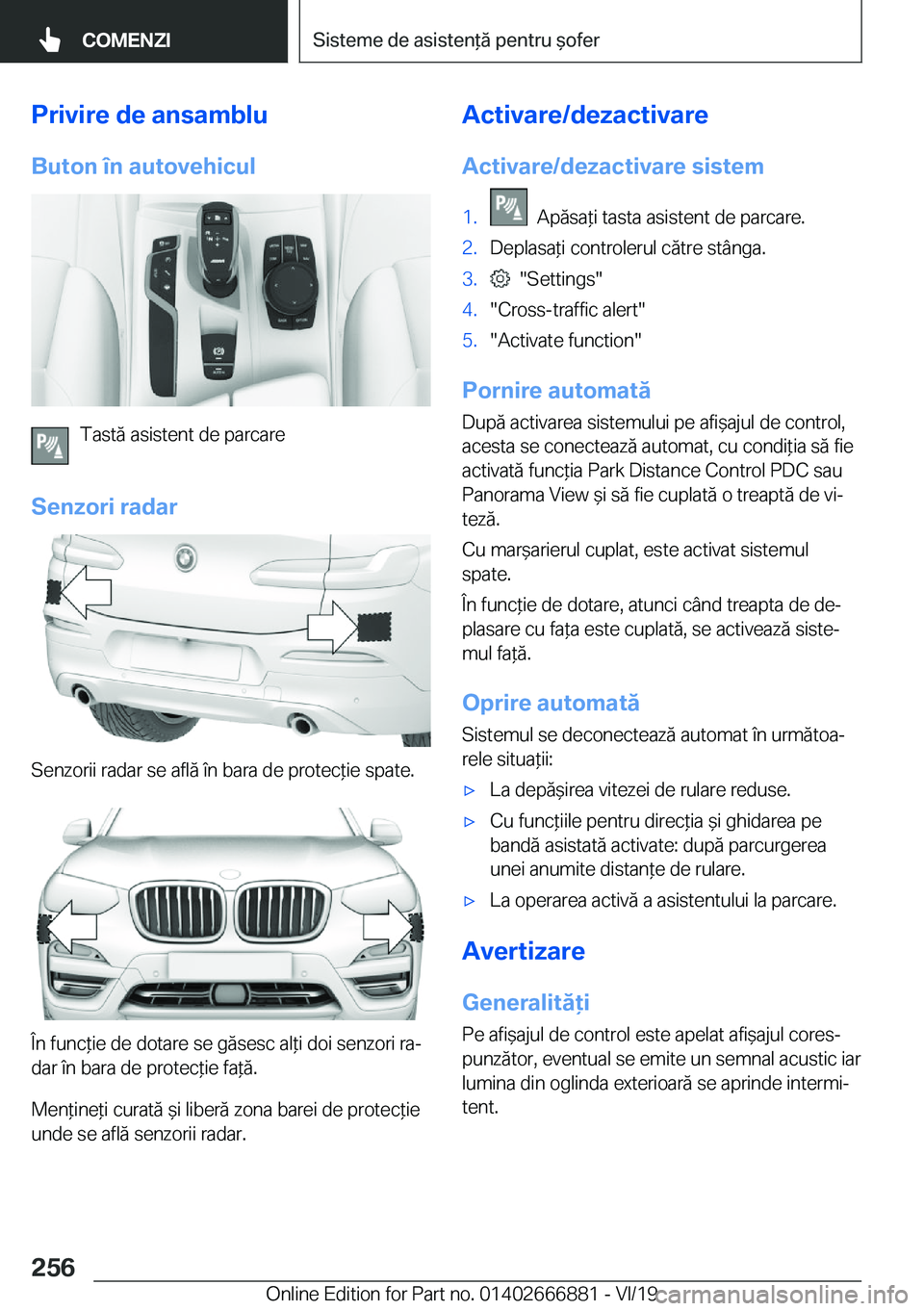 BMW X4 M 2020  Ghiduri De Utilizare (in Romanian) �P�r�i�v�i�r�e��d�e��a�n�s�a�m�b�l�u
�B�u�t�o�n��