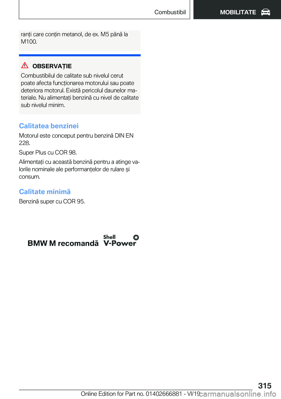 BMW X4 M 2020  Ghiduri De Utilizare (in Romanian) �r�a�n*�i��c�a�r�e��c�o�n*�i�n��m�e�t�a�n�o�l�,��d�e��e�x�.��M�5��p�
