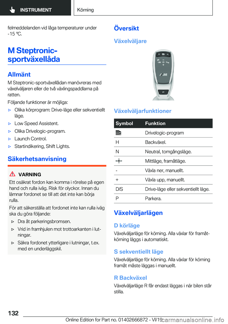 BMW X4 M 2020  InstruktionsbÖcker (in Swedish) �f�e�l�m�e�d�d�e�l�a�n�d�e�n��v�i�d��l�å�g�a��t�e�m�p�e�r�a�t�u�r�e�r��u�n�d�e�r�-�1�5�