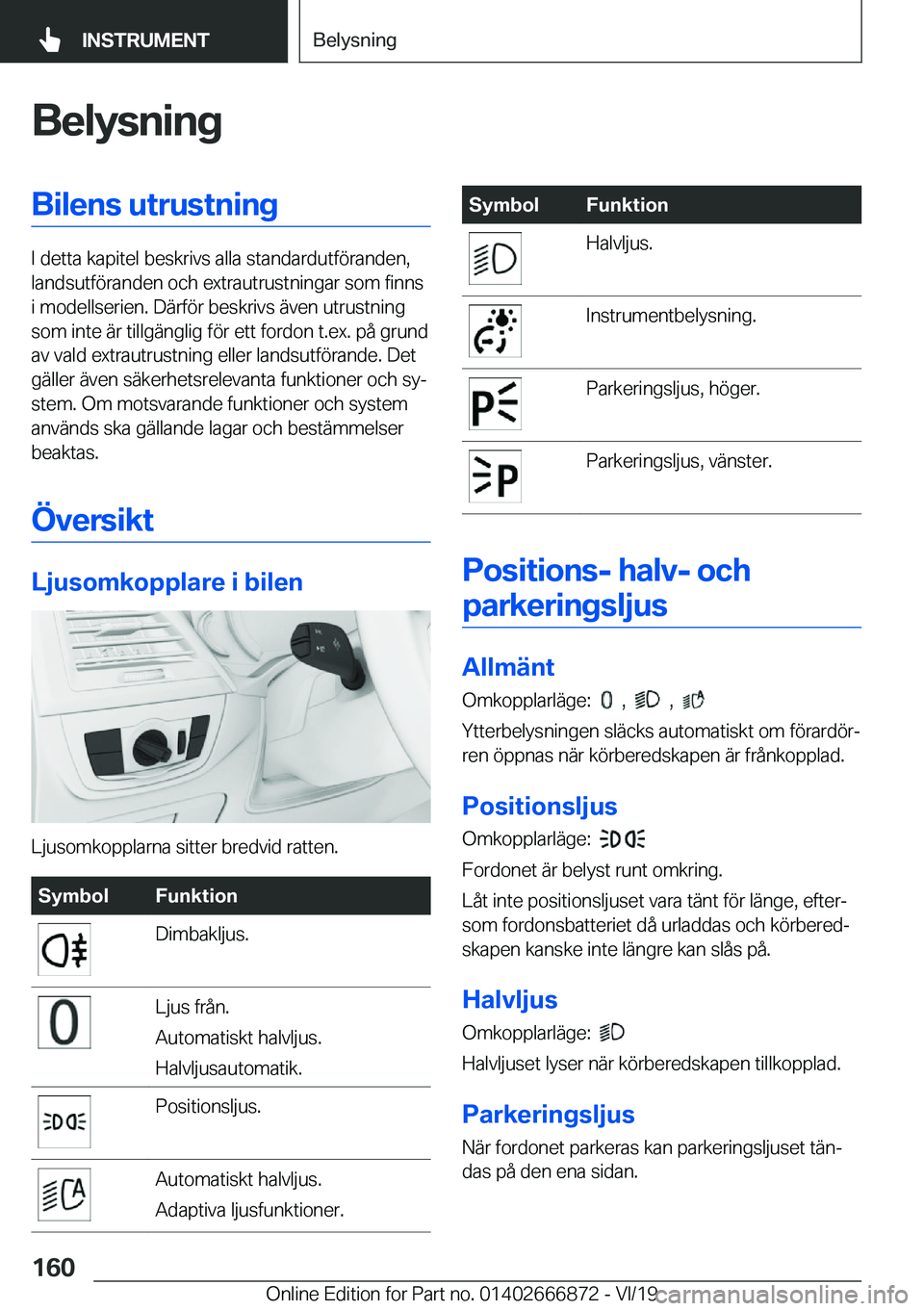 BMW X4 M 2020  InstruktionsbÖcker (in Swedish) �B�e�l�y�s�n�i�n�g�B�i�l�e�n�s��u�t�r�u�s�t�n�i�n�g
�I��d�e�t�t�a��k�a�p�i�t�e�l��b�e�s�k�r�i�v�s��a�l�l�a��s�t�a�n�d�a�r�d�u�t�f�