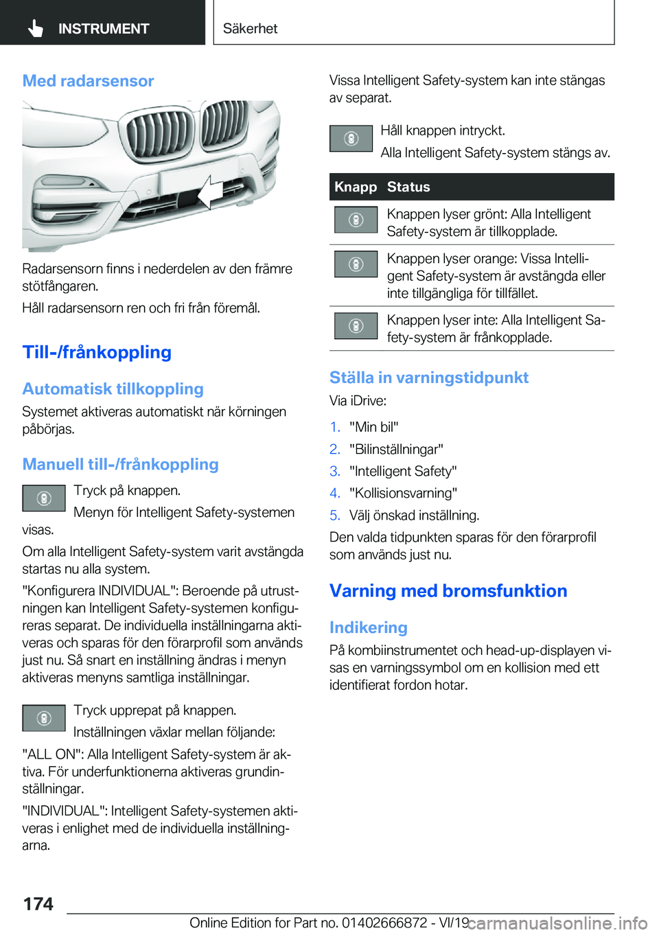 BMW X4 M 2020  InstruktionsbÖcker (in Swedish) �M�e�d��r�a�d�a�r�s�e�n�s�o�r
�R�a�d�a�r�s�e�n�s�o�r�n��f�i�n�n�s��i��n�e�d�e�r�d�e�l�e�n��a�v��d�e�n��f�r�ä�m�r�e
�s�t�