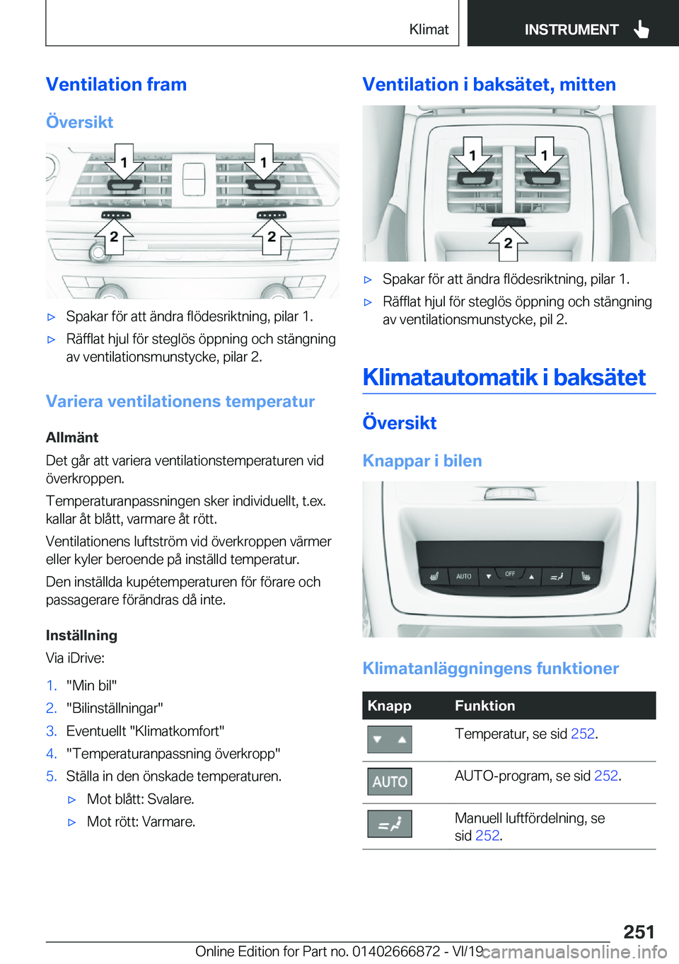 BMW X4 M 2020  InstruktionsbÖcker (in Swedish) �V�e�n�t�i�l�a�t�i�o�n��f�r�a�m
�