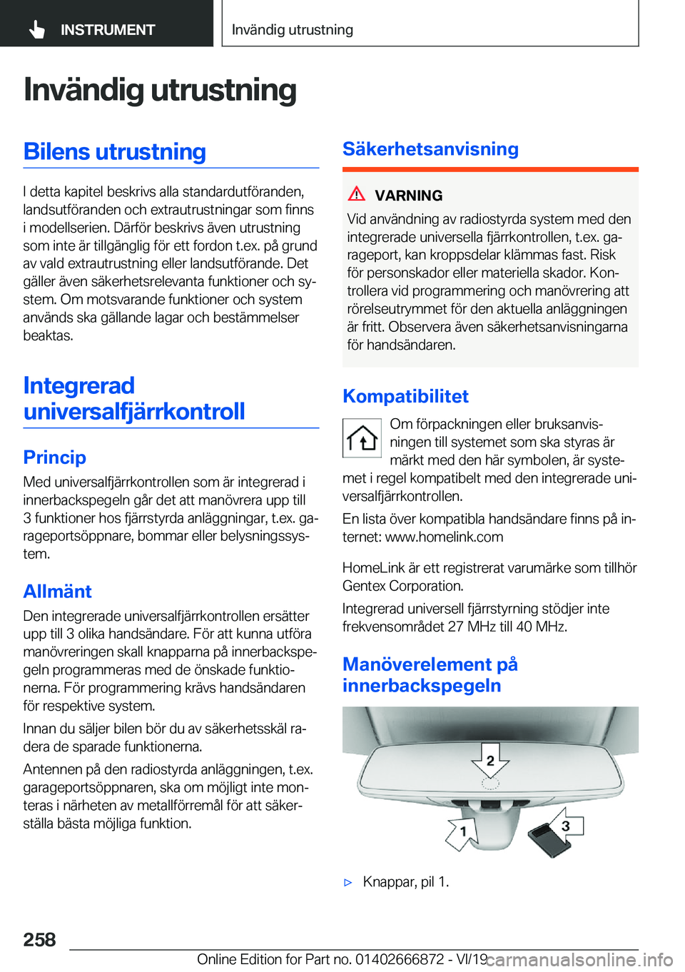 BMW X4 M 2020  InstruktionsbÖcker (in Swedish) �I�n�v�ä�n�d�i�g��u�t�r�u�s�t�n�i�n�g�B�i�l�e�n�s��u�t�r�u�s�t�n�i�n�g
�I��d�e�t�t�a��k�a�p�i�t�e�l��b�e�s�k�r�i�v�s��a�l�l�a��s�t�a�n�d�a�r�d�u�t�f�