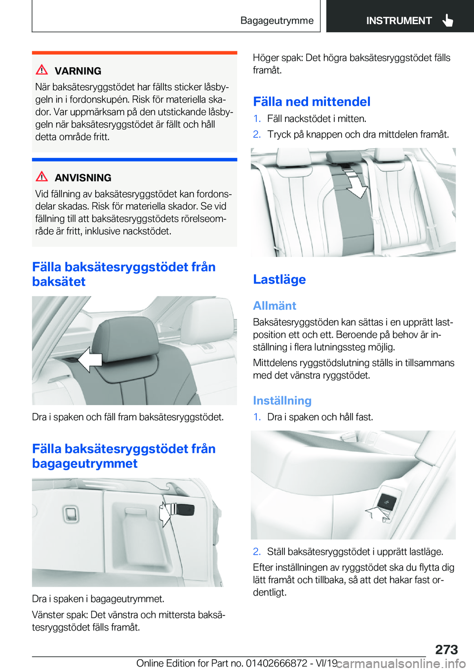 BMW X4 M 2020  InstruktionsbÖcker (in Swedish) �V�A�R�N�I�N�G
�N�ä�r��b�a�k�s�ä�t�e�s�r�y�g�g�s�t�
