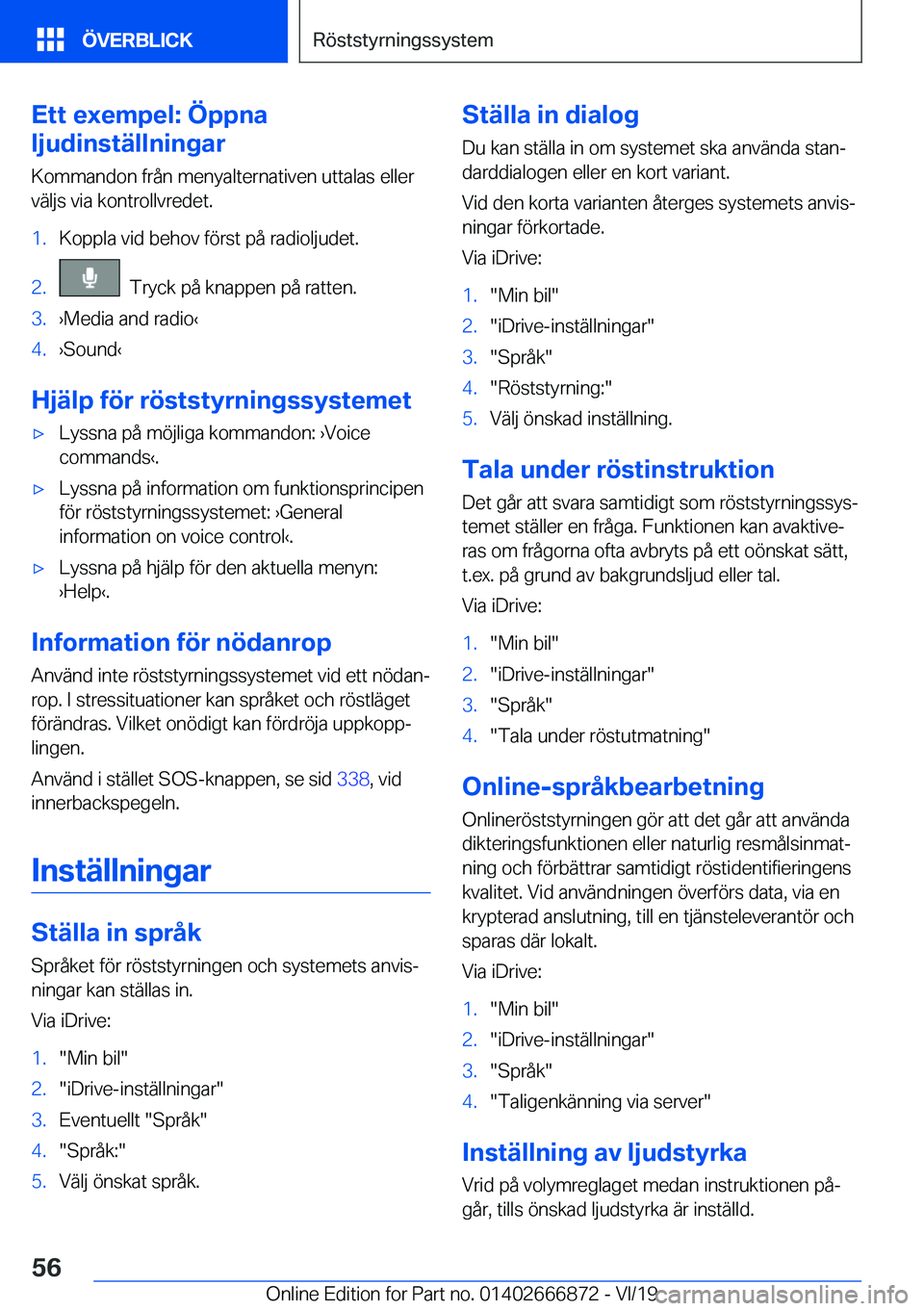 BMW X4 M 2020  InstruktionsbÖcker (in Swedish) �E�t�t��e�x�e�m�p�e�l�:��
