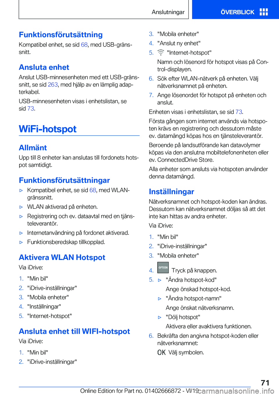 BMW X4 M 2020  InstruktionsbÖcker (in Swedish) �F�u�n�k�t�i�o�n�s�f�