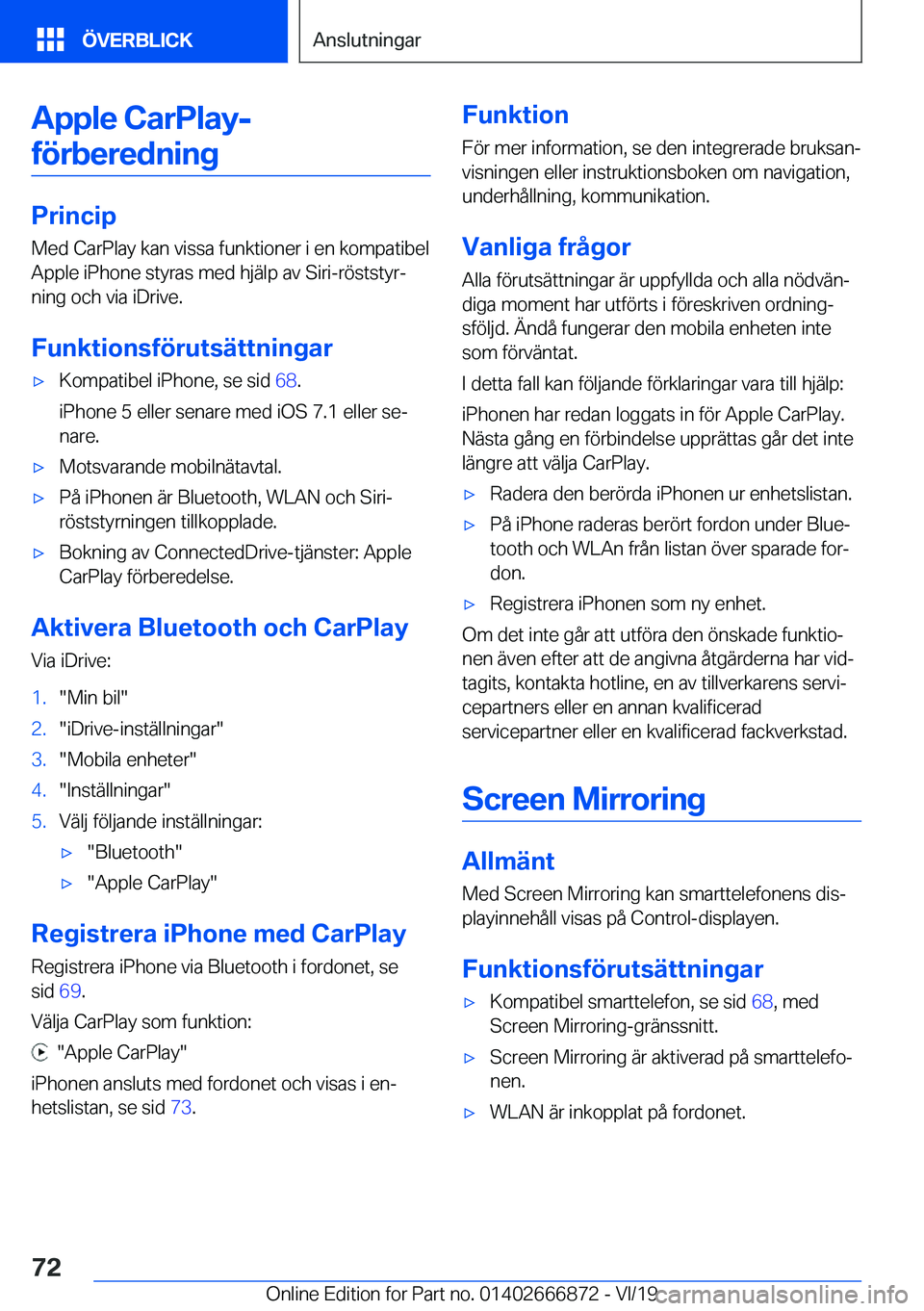 BMW X4 M 2020  InstruktionsbÖcker (in Swedish) �A�p�p�l�e��C�a�r�P�l�a�y�-�f�