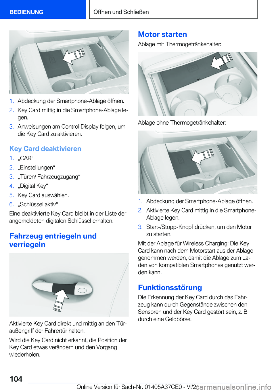 BMW X5 2022  Betriebsanleitungen (in German) �1�.�A�b�d�e�c�k�u�n�g��d�e�r��S�m�a�r�t�p�h�o�n�e�-�A�b�l�a�g�e��