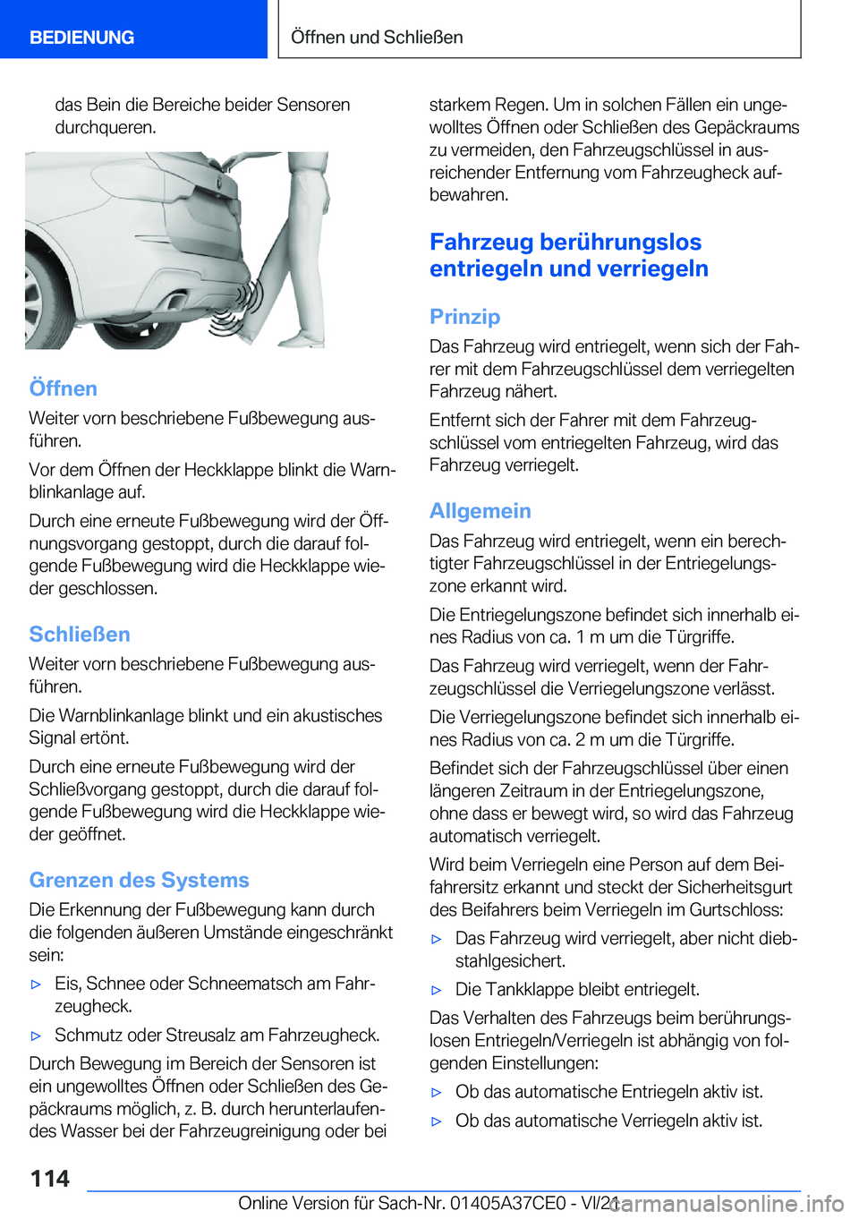 BMW X5 2022  Betriebsanleitungen (in German) �d�a�s��B�e�i�n��d�i�e��B�e�r�e�i�c�h�e��b�e�i�d�e�r��S�e�n�s�o�r�e�n
�d�u�r�c�h�q�u�e�r�e�n�.
�