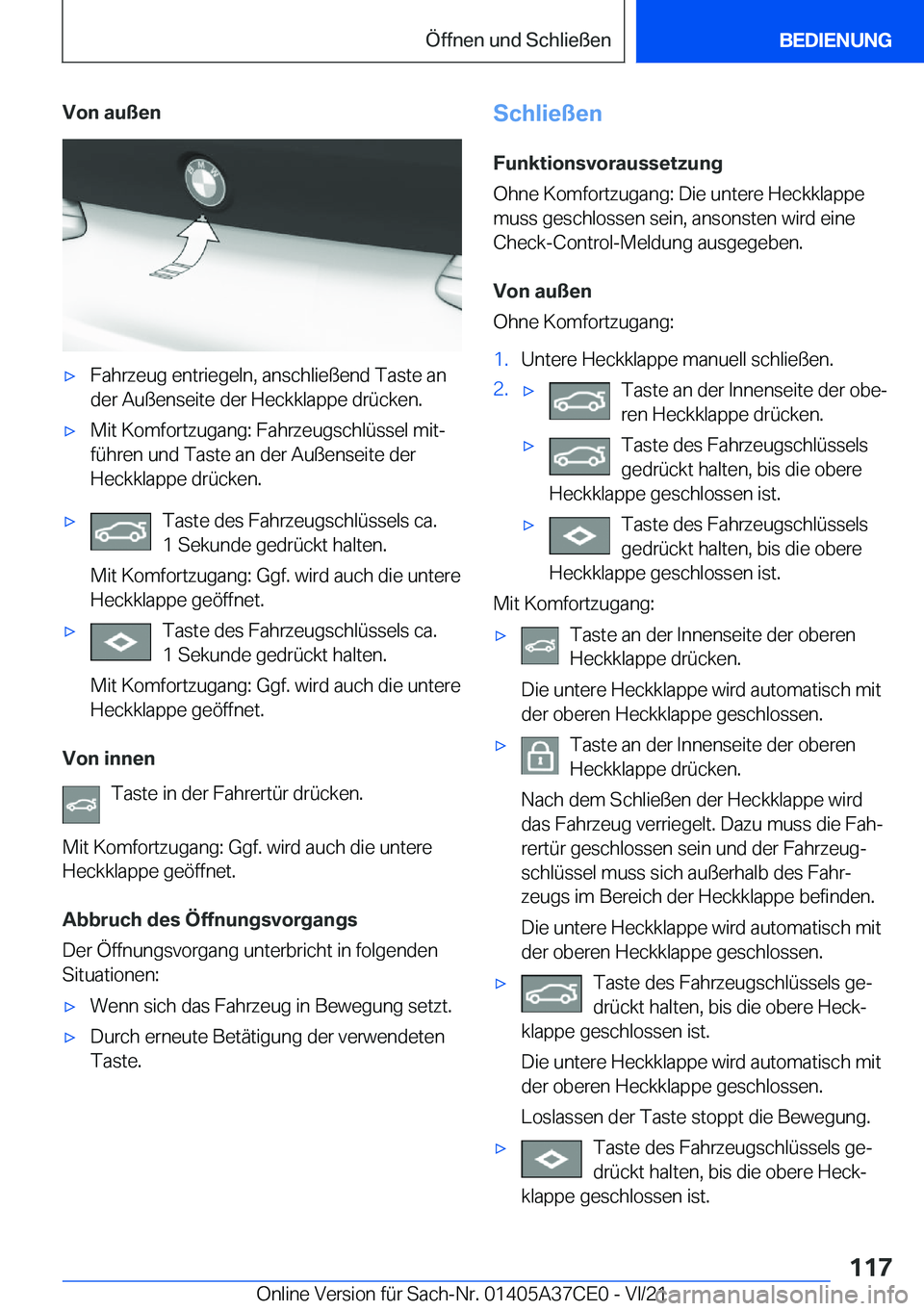 BMW X5 2022  Betriebsanleitungen (in German) �V�o�n��a�u�