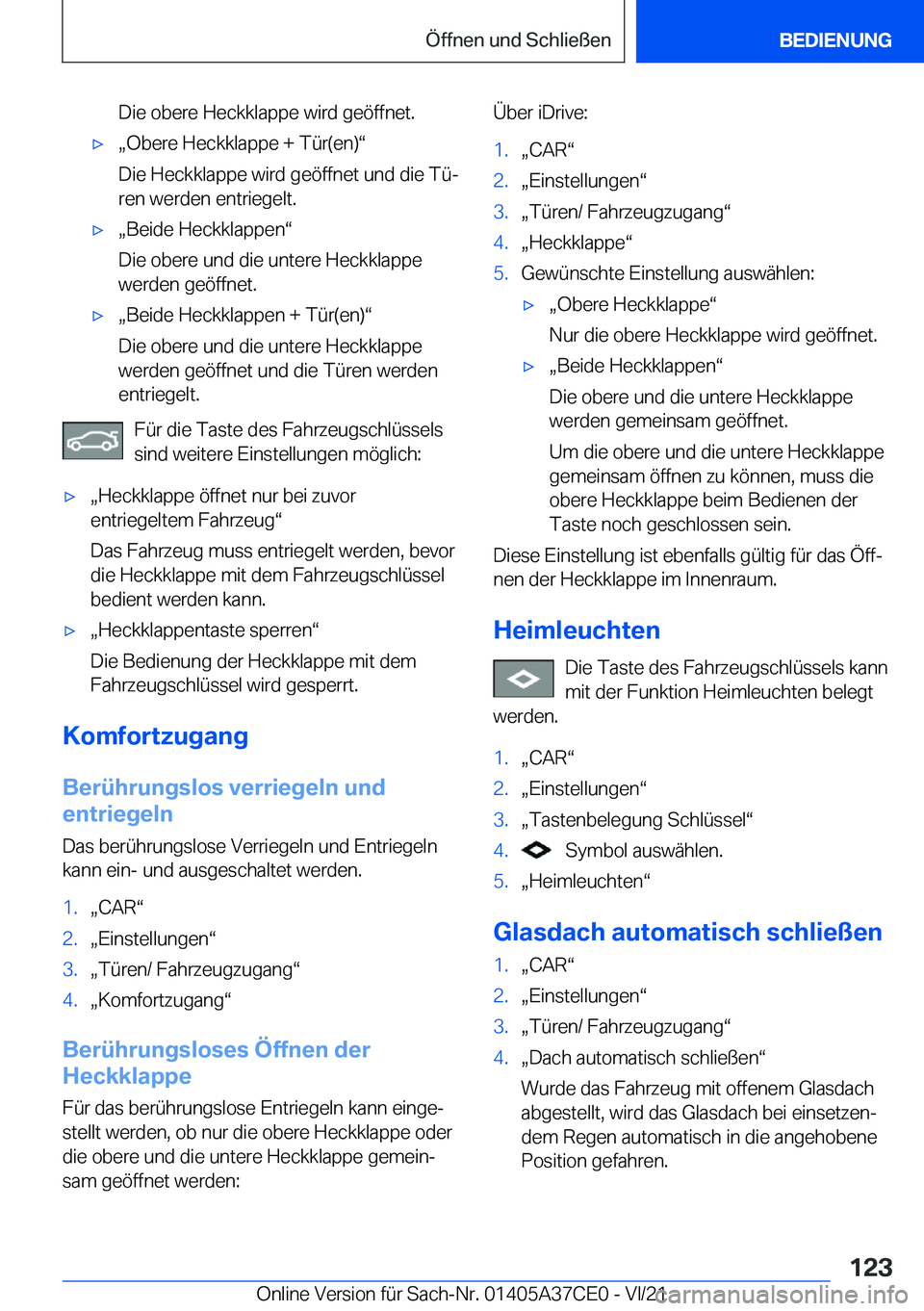 BMW X5 2022  Betriebsanleitungen (in German) �D�i�e��o�b�e�r�e��H�e�c�k�k�l�a�p�p�e��w�i�r�d��g�e�