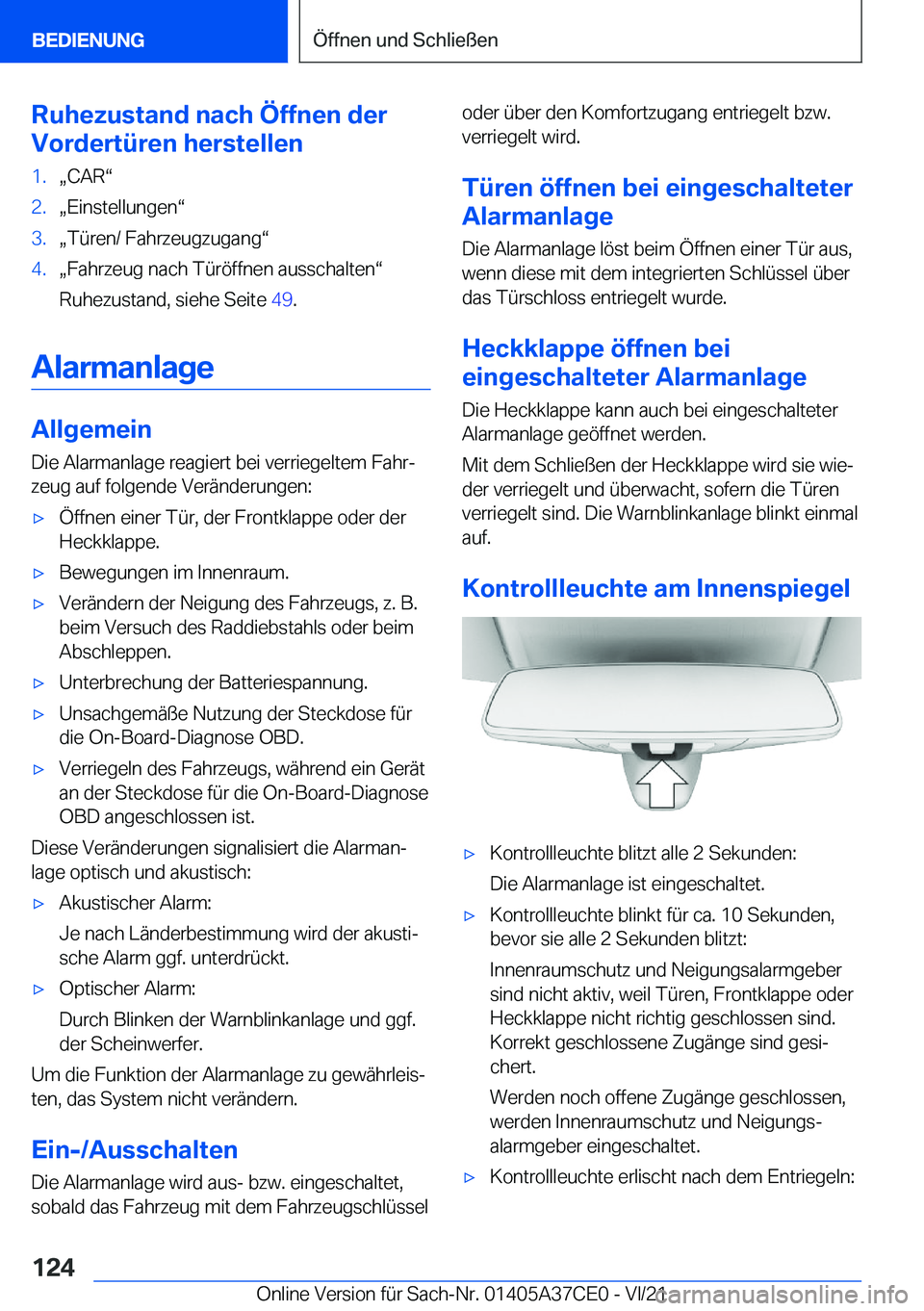 BMW X5 2022  Betriebsanleitungen (in German) �R�u�h�e�z�u�s�t�a�n�d��n�a�c�h��