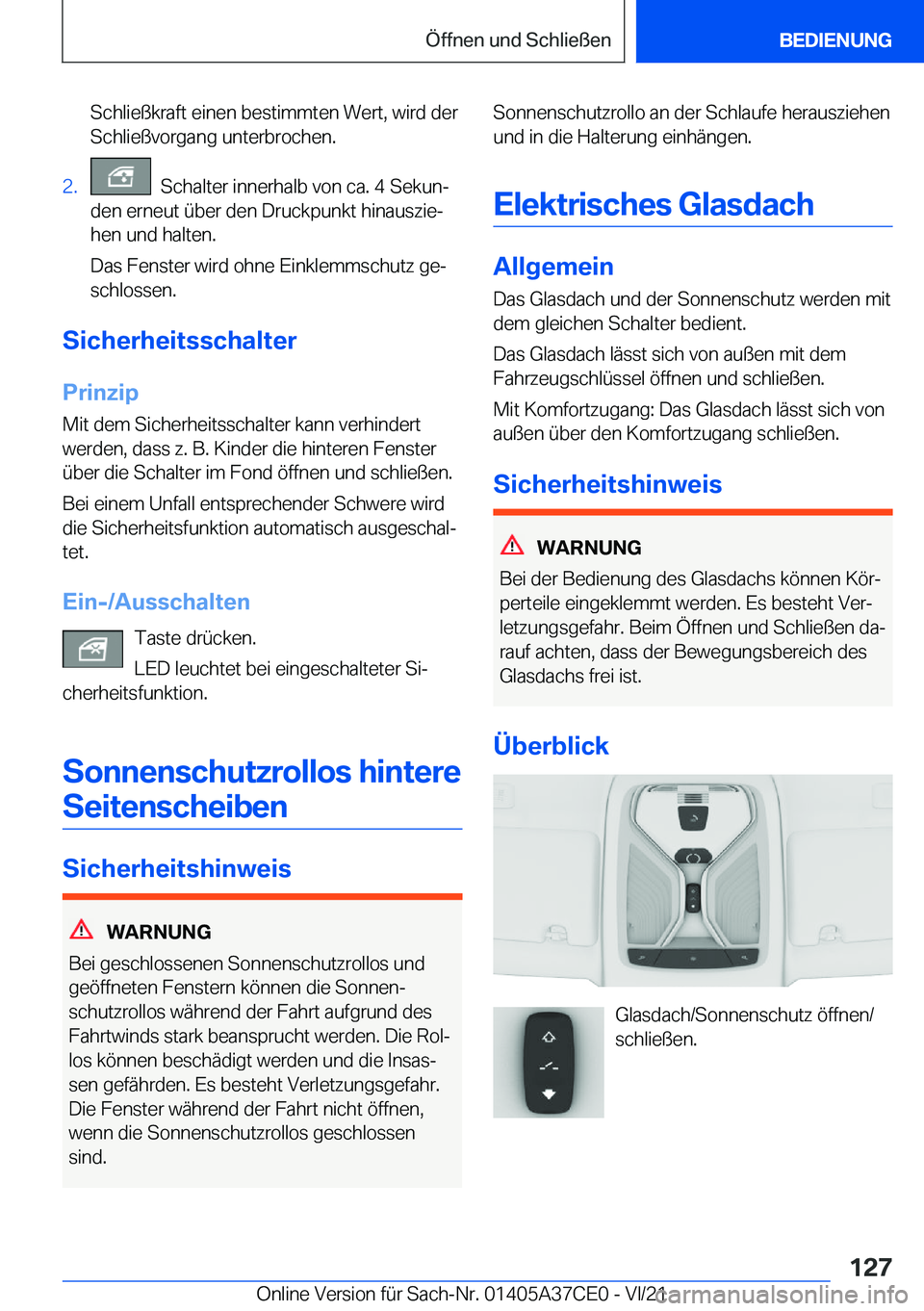 BMW X5 2022  Betriebsanleitungen (in German) �S�c�h�l�i�e�
