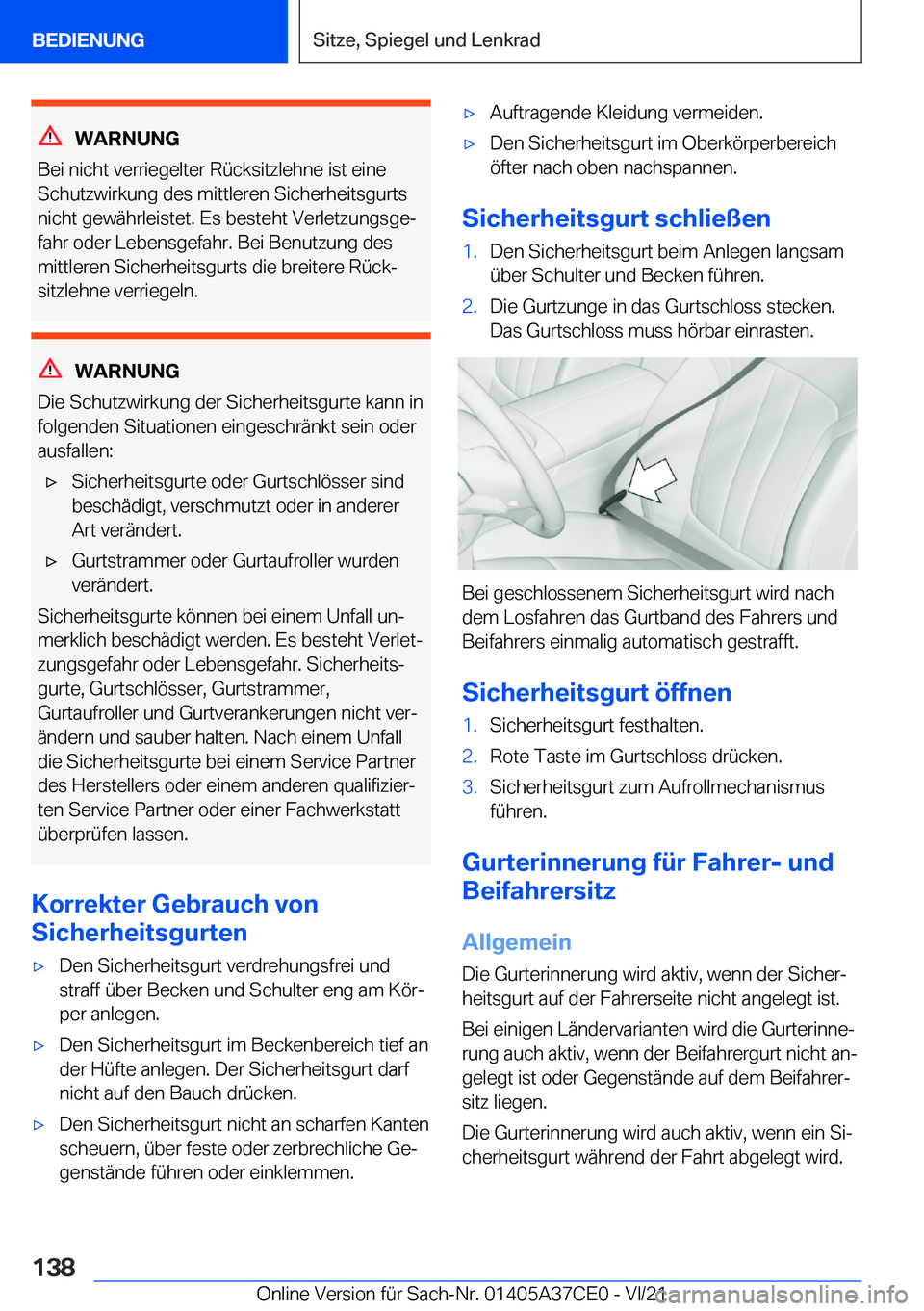 BMW X5 2022  Betriebsanleitungen (in German) �W�A�R�N�U�N�G
�B�e�i��n�i�c�h�t��v�e�r�r�i�e�g�e�l�t�e�r��R�