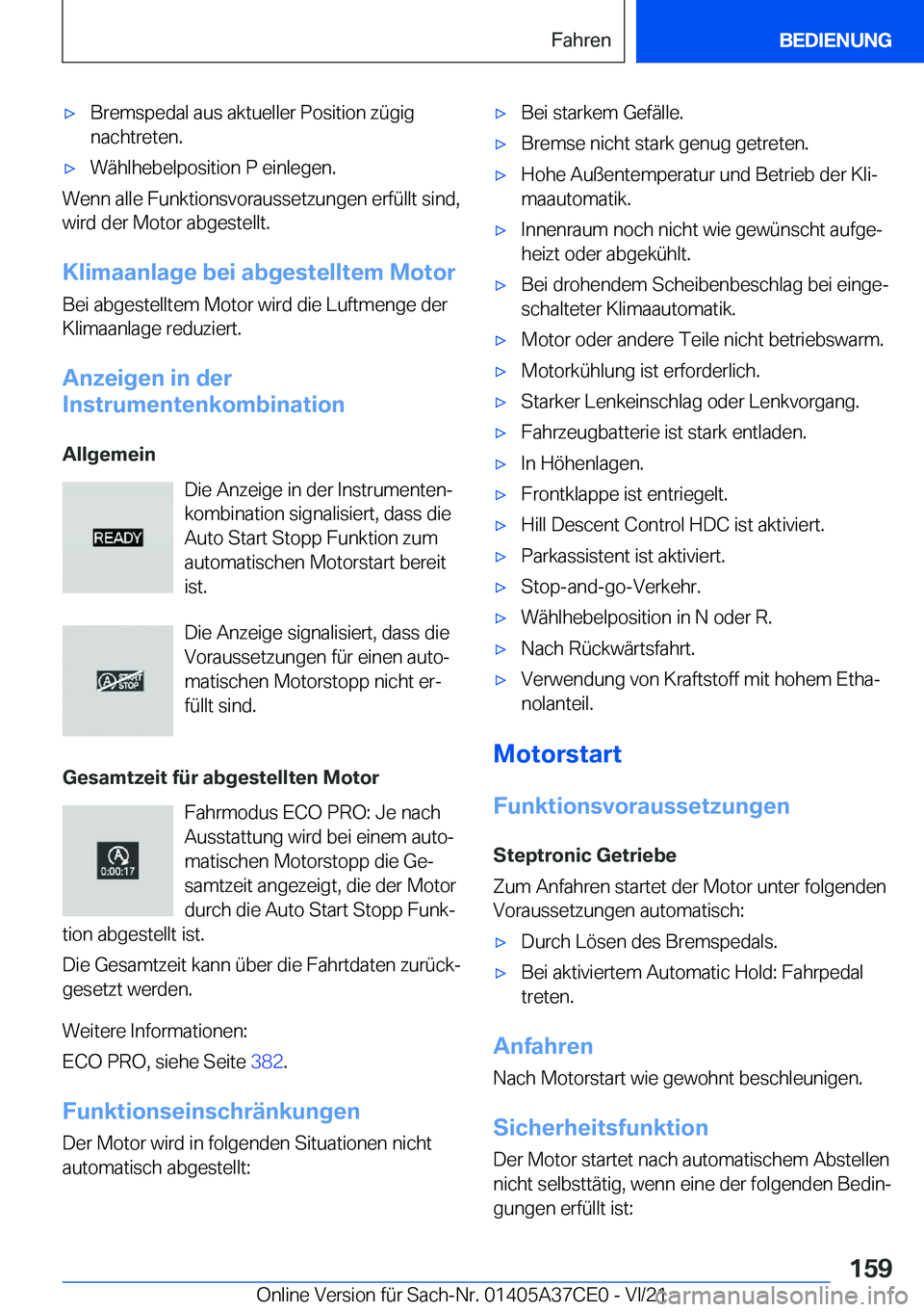 BMW X5 2022  Betriebsanleitungen (in German) x�B�r�e�m�s�p�e�d�a�l��a�u�s��a�k�t�u�e�l�l�e�r��P�o�s�i�t�i�o�n��z�