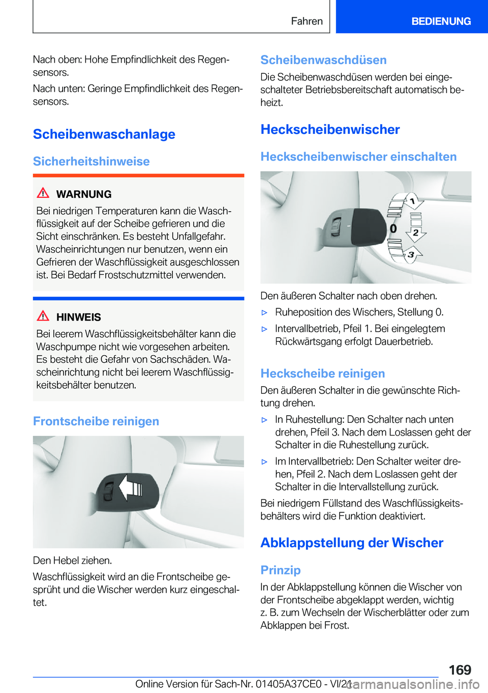 BMW X5 2022  Betriebsanleitungen (in German) �N�a�c�h��o�b�e�n�:��H�o�h�e��E�m�p�f�i�n�d�l�i�c�h�k�e�i�t��d�e�s��R�e�g�e�nj
�s�e�n�s�o�r�s�.
�N�a�c�h��u�n�t�e�n�:��G�e�r�i�n�g�e��E�m�p�f�i�n�d�l�i�c�h�k�e�i�t��d�e�s��R�e�g�e�nj
�s�e�