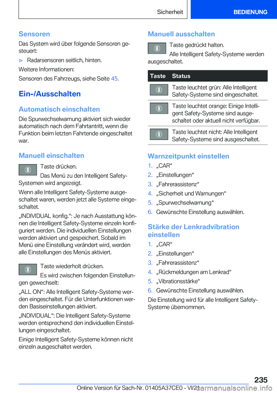 BMW X5 2022  Betriebsanleitungen (in German) �S�e�n�s�o�r�e�n
�D�a�s��S�y�s�t�e�m��w�i�r�d��