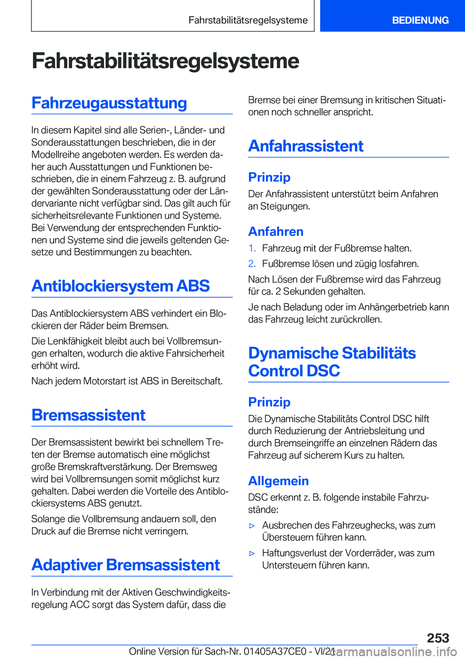 BMW X5 2022  Betriebsanleitungen (in German) �F�a�h�r�s�t�a�b�i�l�i�t�