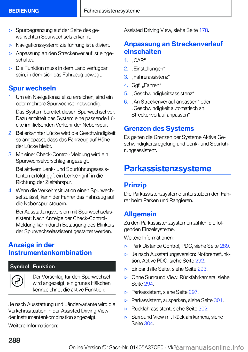 BMW X5 2022  Betriebsanleitungen (in German) x�S�p�u�r�b�e�g�r�e�n�z�u�n�g��a�u�f��d�e�r��S�e�i�t�e��d�e�s��g�ej
�w�