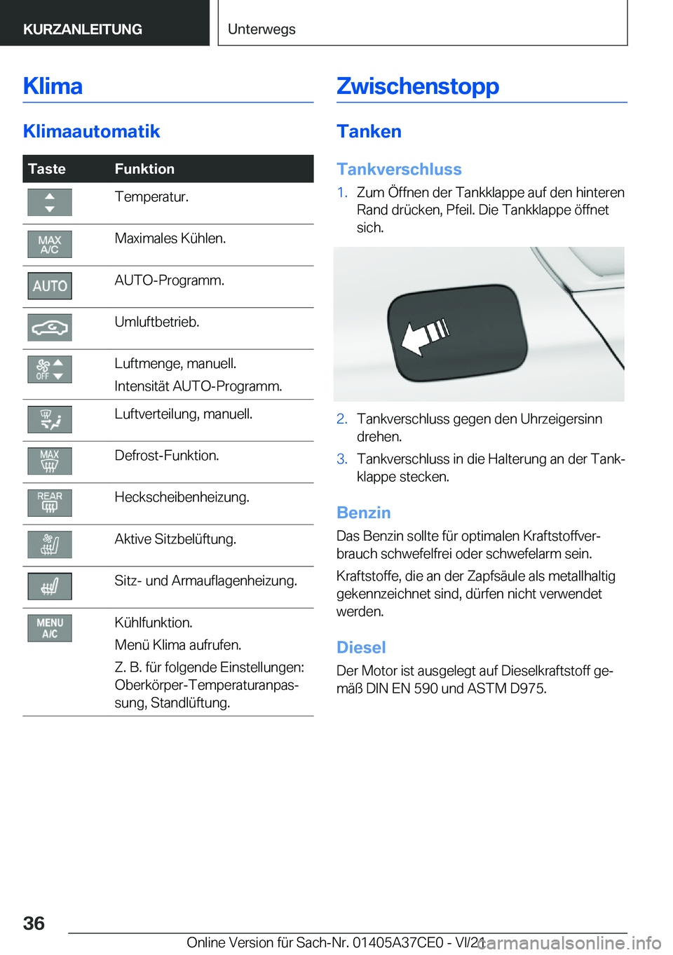 BMW X5 2022  Betriebsanleitungen (in German) �K�l�i�m�a
�K�l�i�m�a�a�u�t�o�m�a�t�i�k
�T�a�s�t�e�F�u�n�k�t�i�o�n�T�e�m�p�e�r�a�t�u�r�.�M�a�x�i�m�a�l�e�s��K�